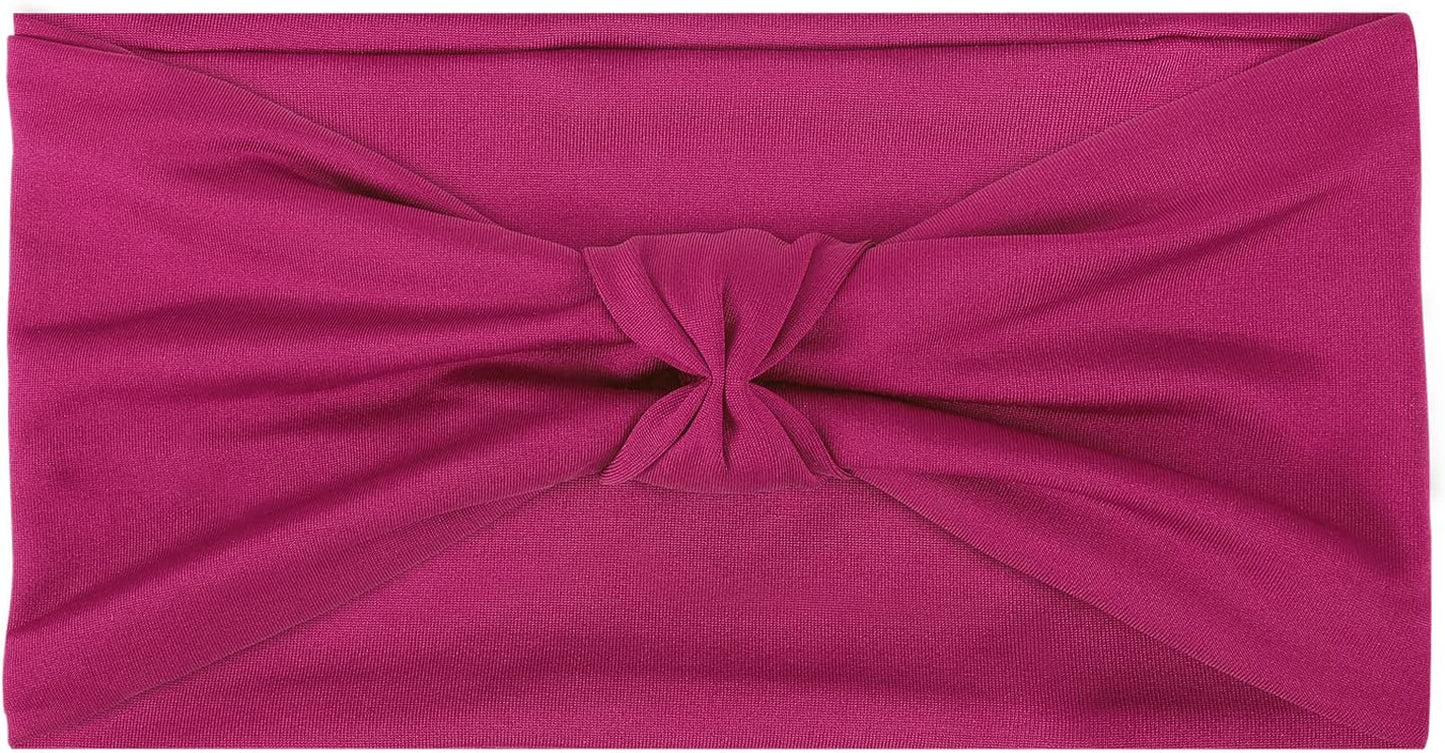 Moko Headband for Women, Versatile Turban Headband Hair Wrap Multi-Style Casual Sports Headwear, Stretchy Breathable Moisture Wicking Microfiber Head Wrap for Workout, Running, Yoga Apparel & Accessories > Clothing Accessories > Bandanas & Headties MoKo Magenta Elastic