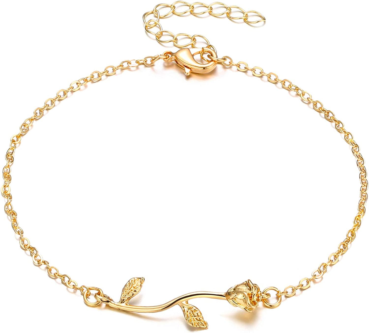 Fesciory Women Anklet Adjustable Beach Ankle Chain Gold Alloy Foot Chain Bracelet Jewelry Gift Apparel & Accessories > Jewelry > Anklets Fesciory B:Rose