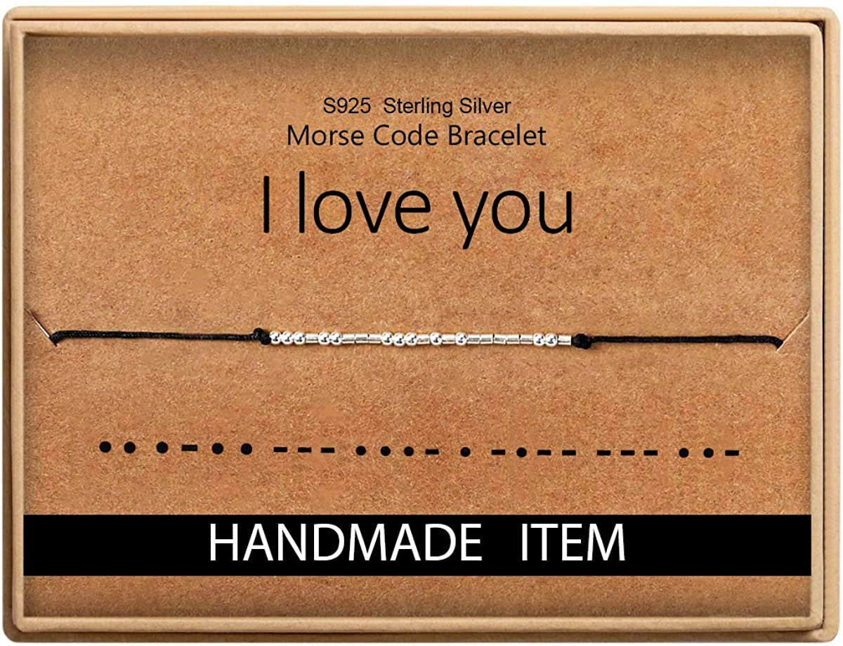 Inspirational Gifts for Women Morse Code Bracelets for Women Funny Bracelet for Friend Funny Christmas Gift for Women Apparel & Accessories > Jewelry > Bracelets Monily 12-I love you