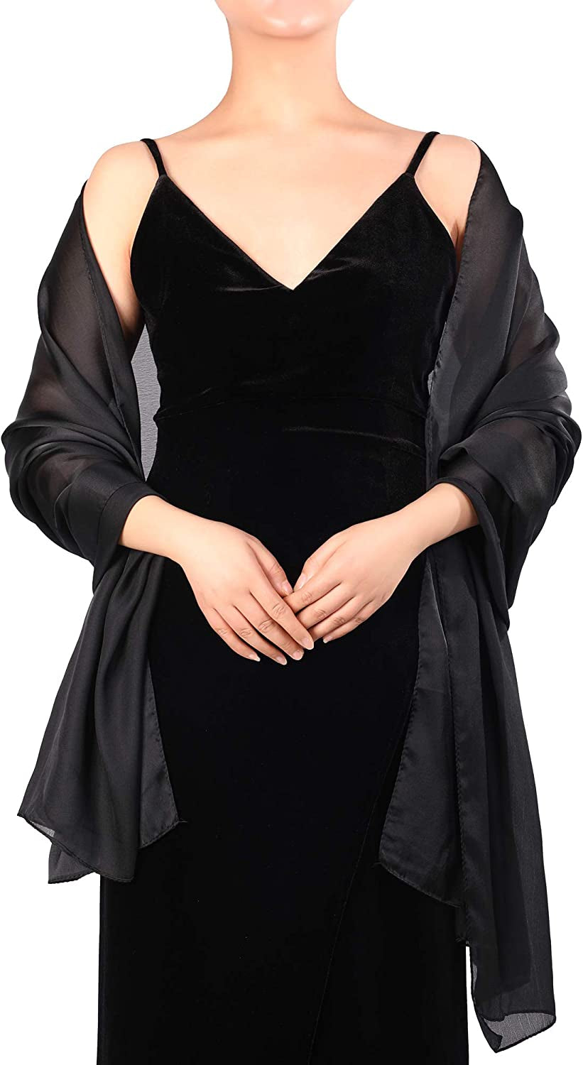 Boao Women Satin Scarves Long Shawl Wrap Light Soft Sheer Scarf for Wedding Party Everyday Accessory Apparel & Accessories > Clothing Accessories > Scarves & Shawls Boao