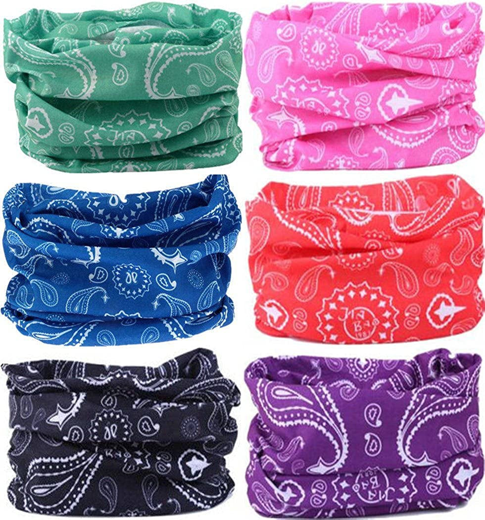 VANCROWN Neck Gaiter Headband Headwear Head Wrap Face Mask Magic Scarf Bandana for Men and Women Apparel & Accessories > Clothing Accessories > Bandanas & Headties VANCROWN 6pcs.paisley