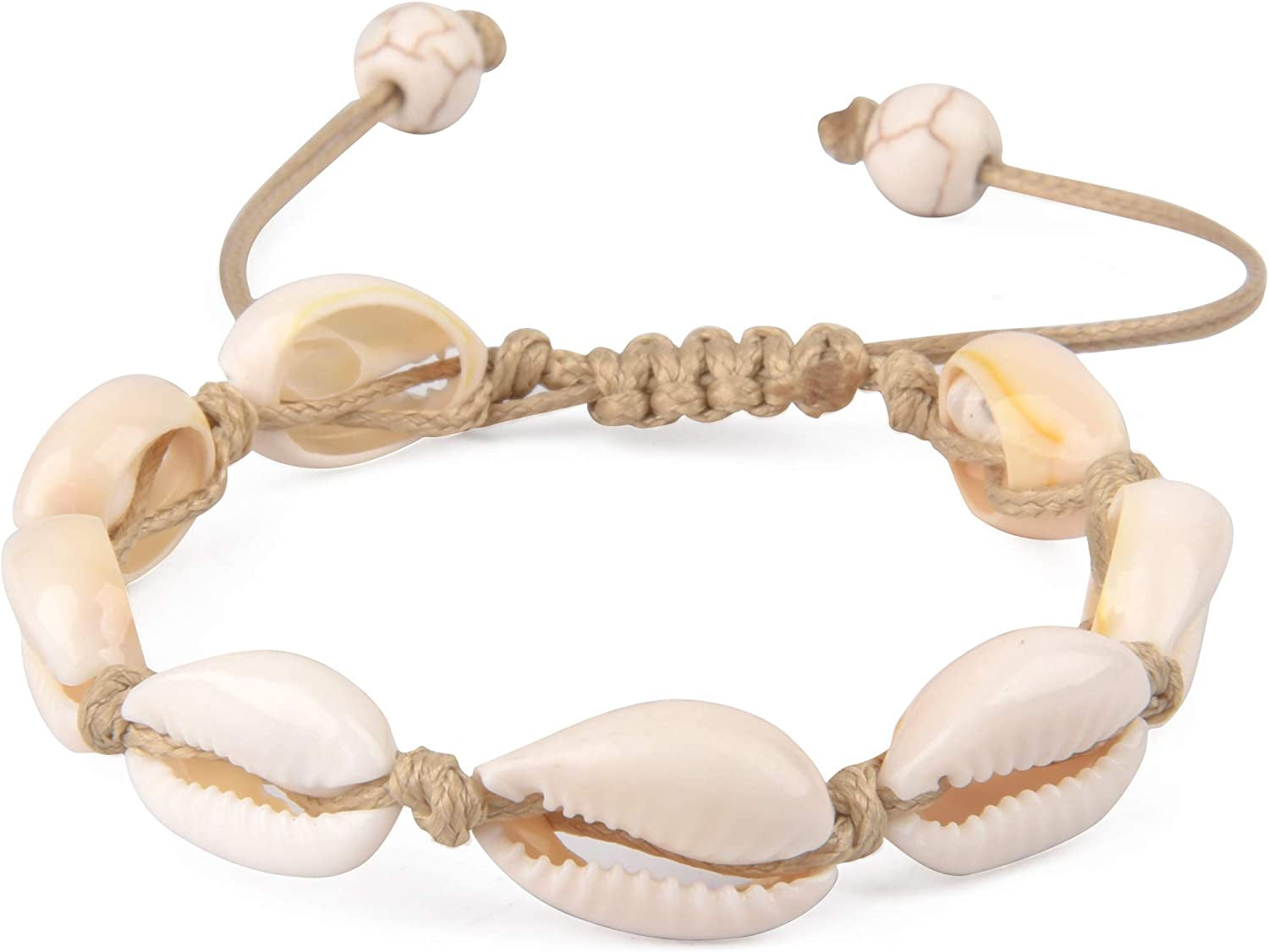 Believe London Natural Shell Necklace Bracelet Anklet Choker Seashell Women Men Statement Adjustable Beads Wakiki Beach Sea Shell Pendant Turtle Girls Cord Collar Set Hawaiian Jewelry Apparel & Accessories > Jewelry > Anklets Believe London Brown Bracelet