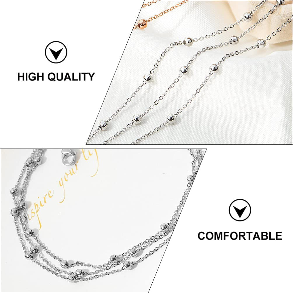 Generic Foot Chain Bead Multilayers Titanium Steel Ankle Bracelet for Women Cute Summer Adjustable Anklets Beach Jewelry Gifts Apparel & Accessories > Jewelry > Anklets generic