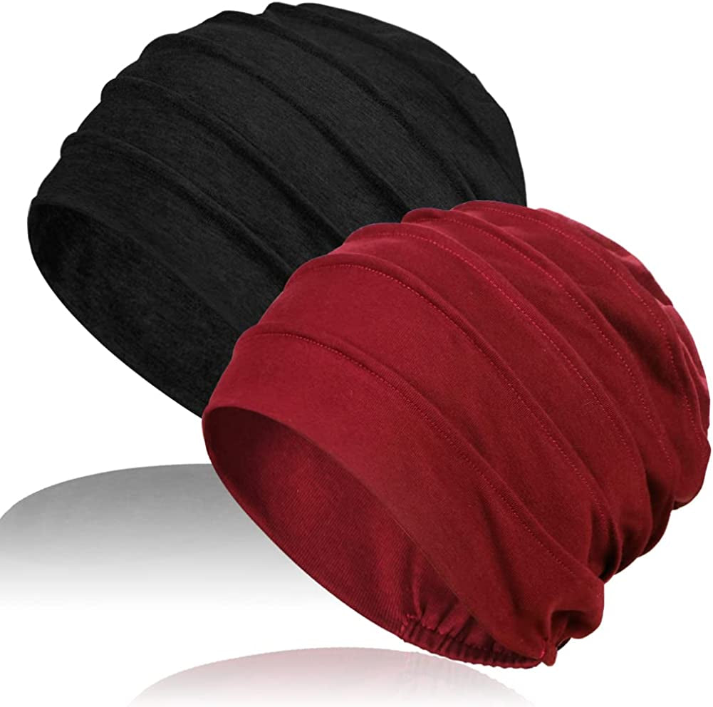 Kisumthy 2 PCS Cotton Slouchy Chemo Beanies, Chemo Cap Headwear Cancer Hats for Women with Hair Loss Apparel & Accessories > Clothing Accessories > Headwear Kisumthy Set-1