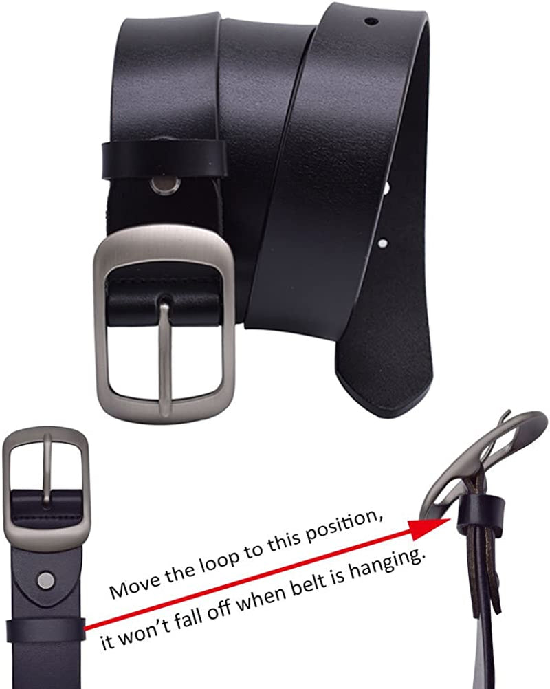Vonsely Womens Leather Belt for Jeans, Black Leather Waist Belts with Pin Buckles Apparel & Accessories > Clothing Accessories > Belt Buckles VONSELY