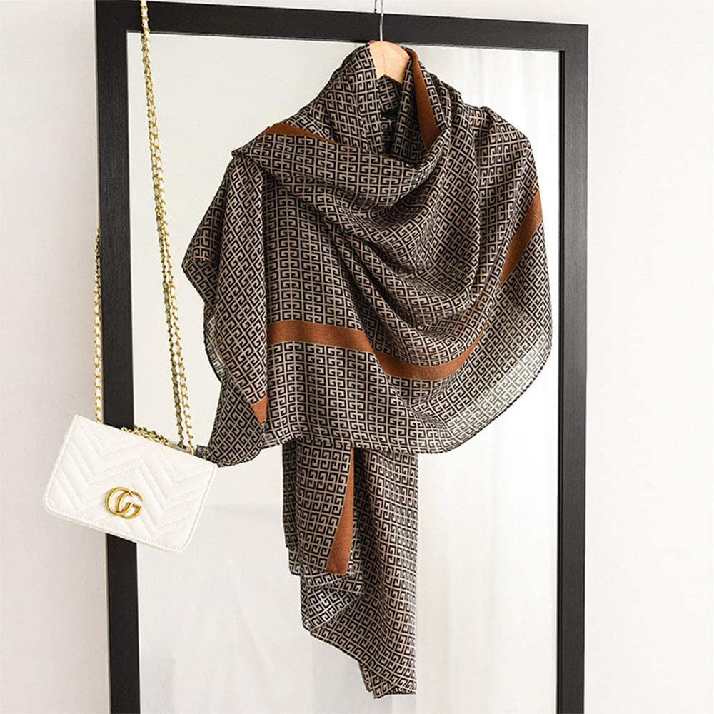 First Choose Cotton Linen Feeling Women Large Long Scarf Shawl Check Style Sunscreen Shawls Wraps Lightweight Pattern Apparel & Accessories > Clothing Accessories > Scarves & Shawls First Choose