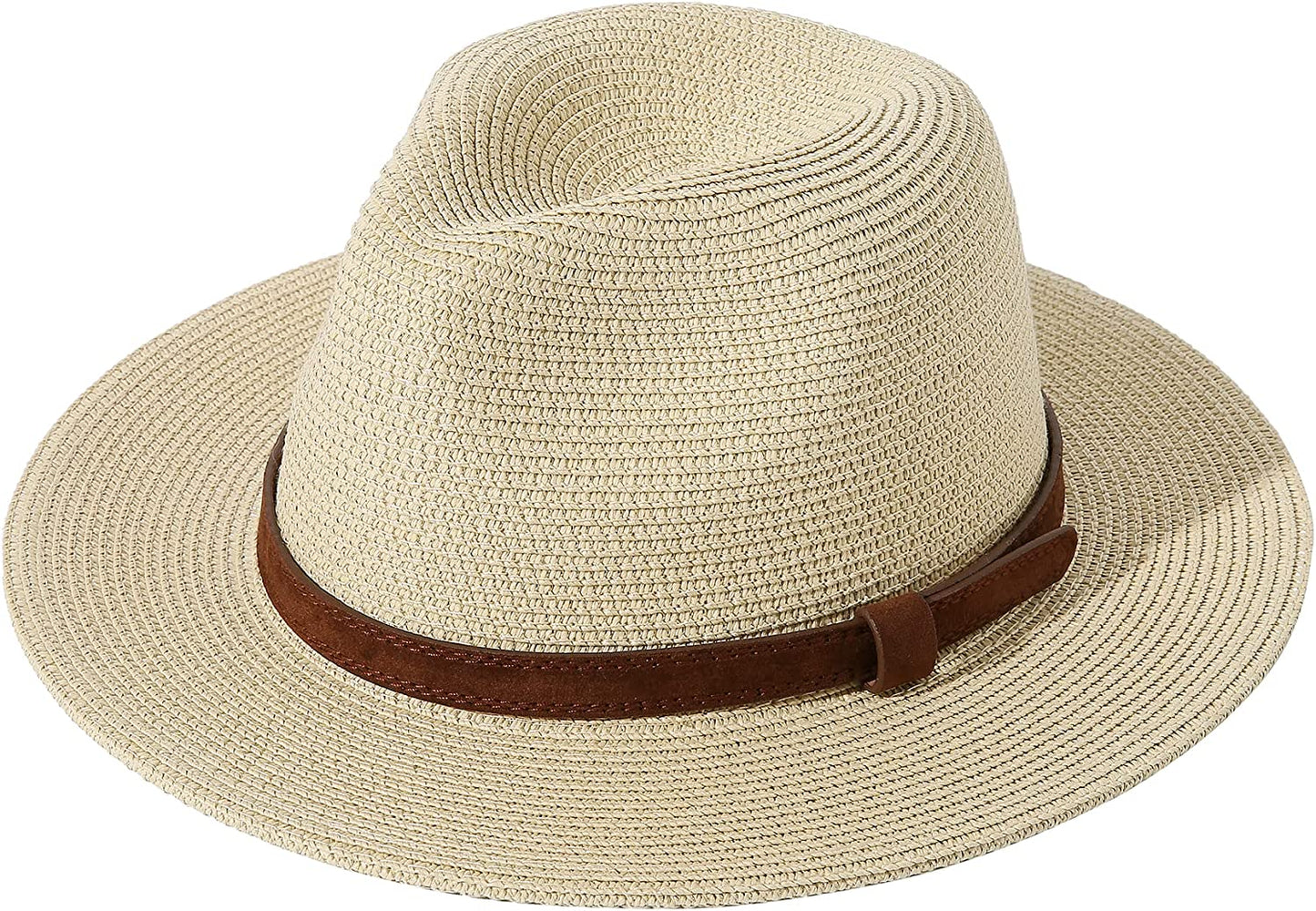 JOYEBUY Womens UPF50 Foldable Summer Straw Hat Wide Brim Fedora Sun Beach Hat Apparel & Accessories > Clothing Accessories > Hats JOYEBUY Y-brown Belt Khaki