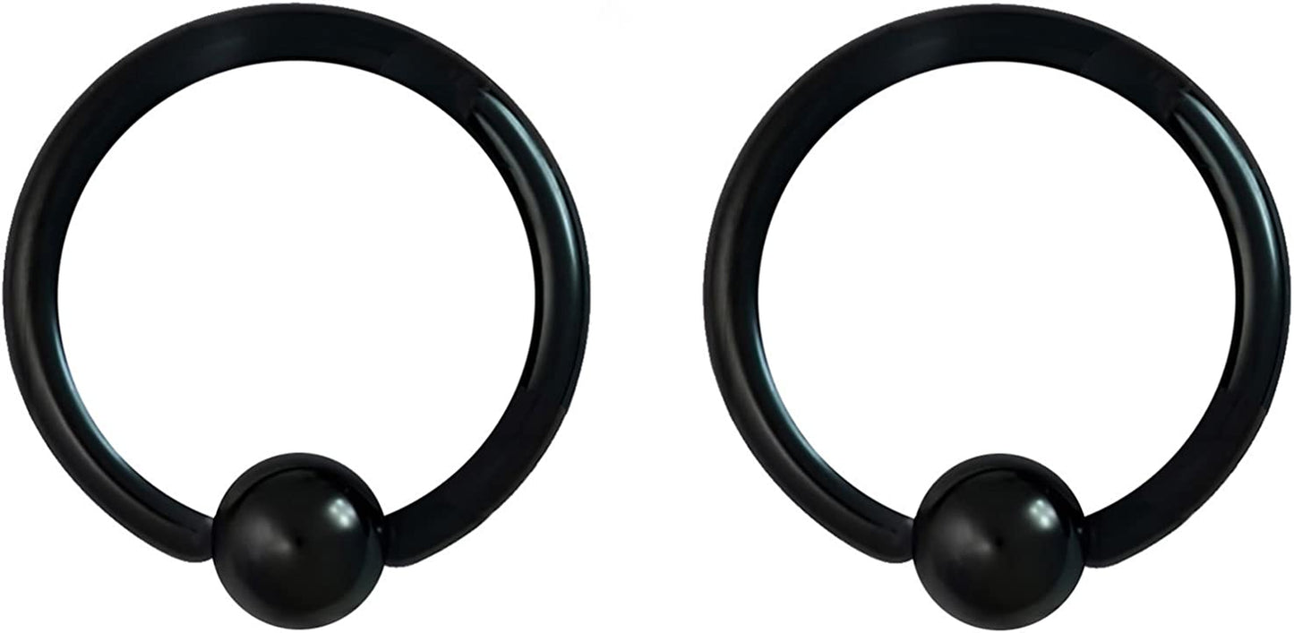 Forbidden Body Jewelry 316L Surgical Steel Captive Bead Piercing Hoop (Pair) 10G 12G 14G 16G 18G 20G, Diameter 6 to 12Mm Black and Rainbow Apparel & Accessories > Jewelry > Rings Forbidden Body Jewelry Black: 16g, 12mm