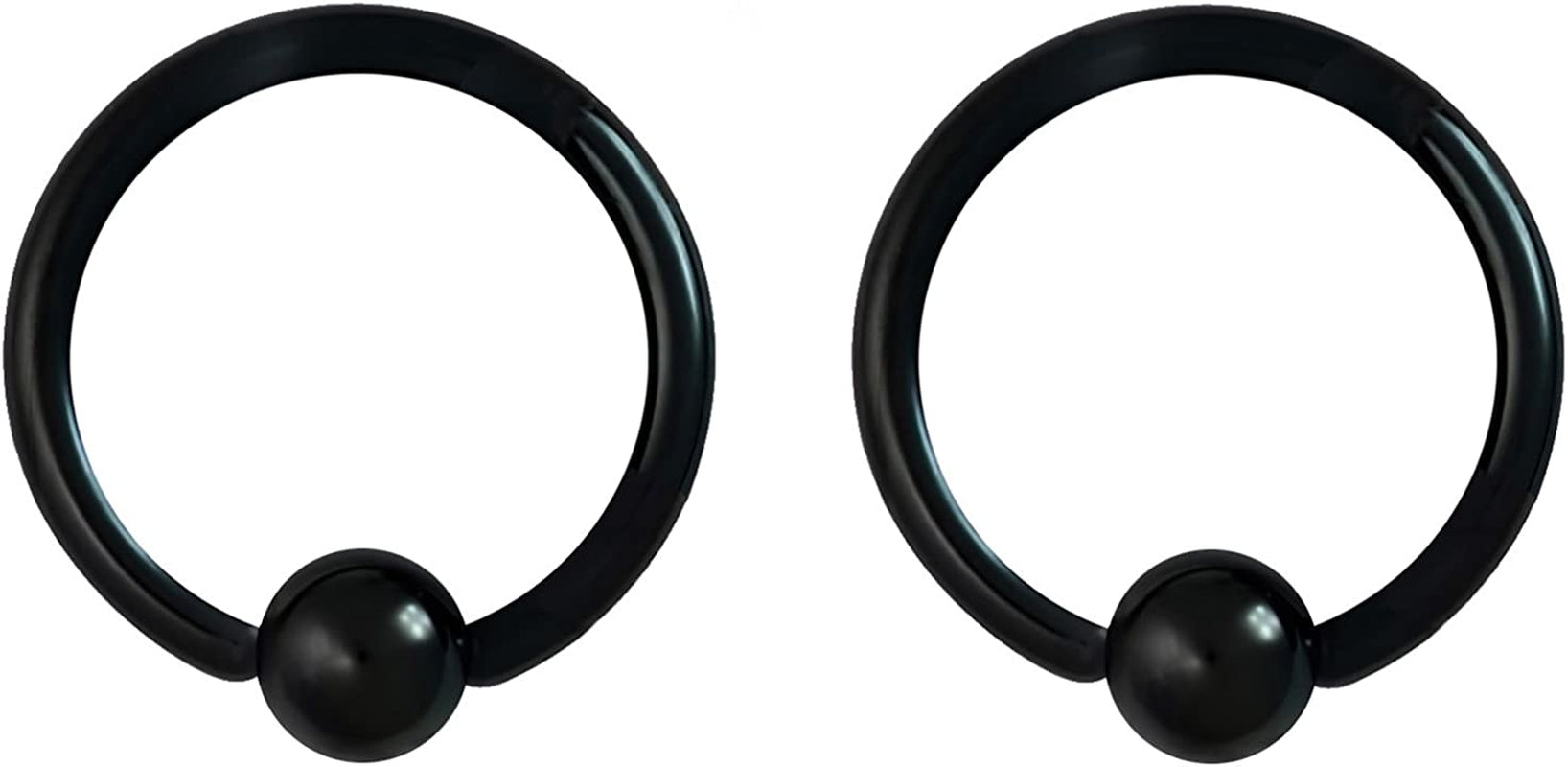 Forbidden Body Jewelry 316L Surgical Steel Captive Bead Piercing Hoop (Pair) 10G 12G 14G 16G 18G 20G, Diameter 6 to 12Mm Black and Rainbow Apparel & Accessories > Jewelry > Rings Forbidden Body Jewelry Black: 16g, 12mm