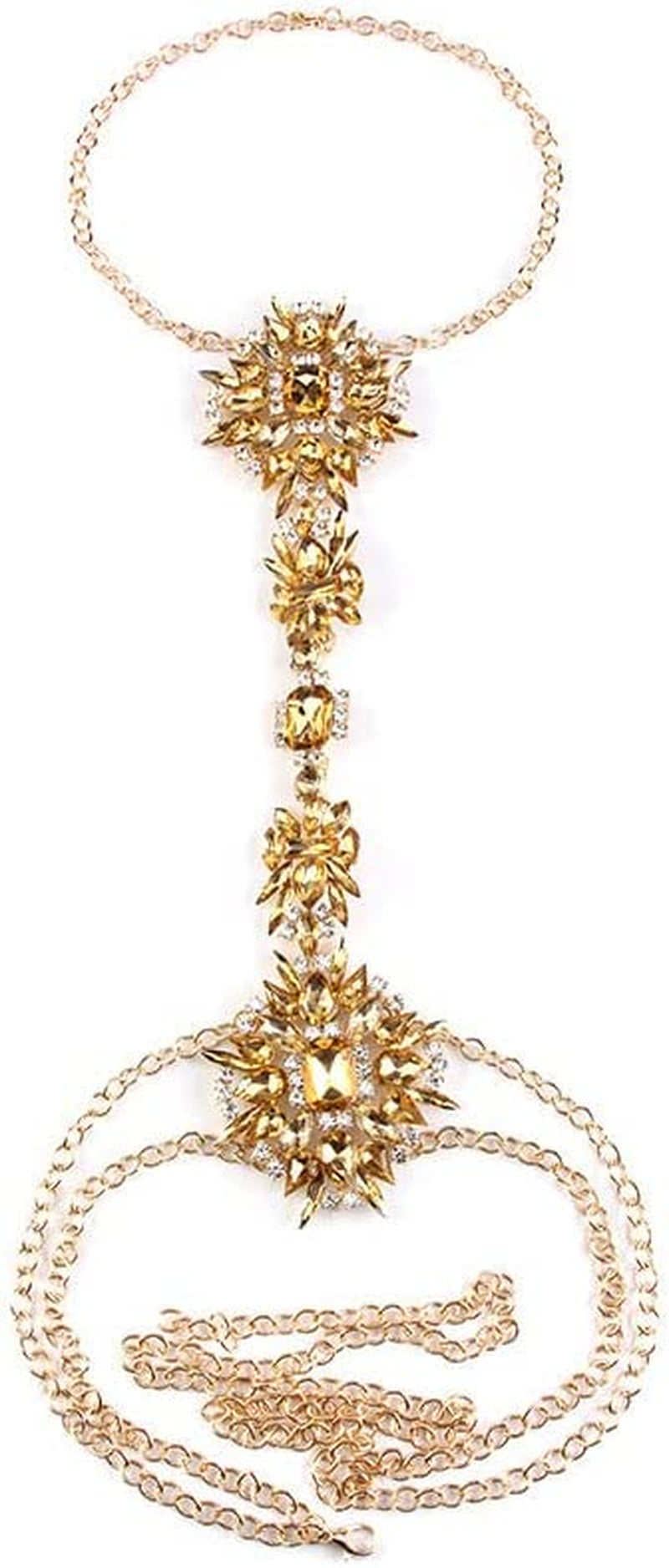 ELABEST Boho Rhinestone Statement Chest Chain Crystal Necklace Body Chain Summer Beach Body Jewelry Accessories for Women and Girls Apparel & Accessories > Jewelry > Body Jewelry ELABEST Gold