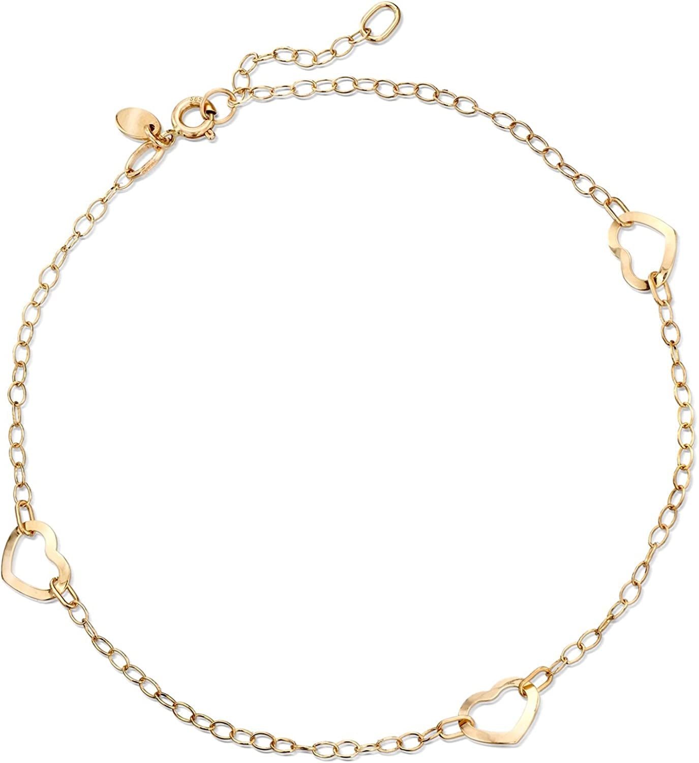 Ross-Simons Italian 14Kt Yellow Gold Open-Space Heart Station Anklet. 9 Inches Apparel & Accessories > Jewelry > Anklets Ross-Simons