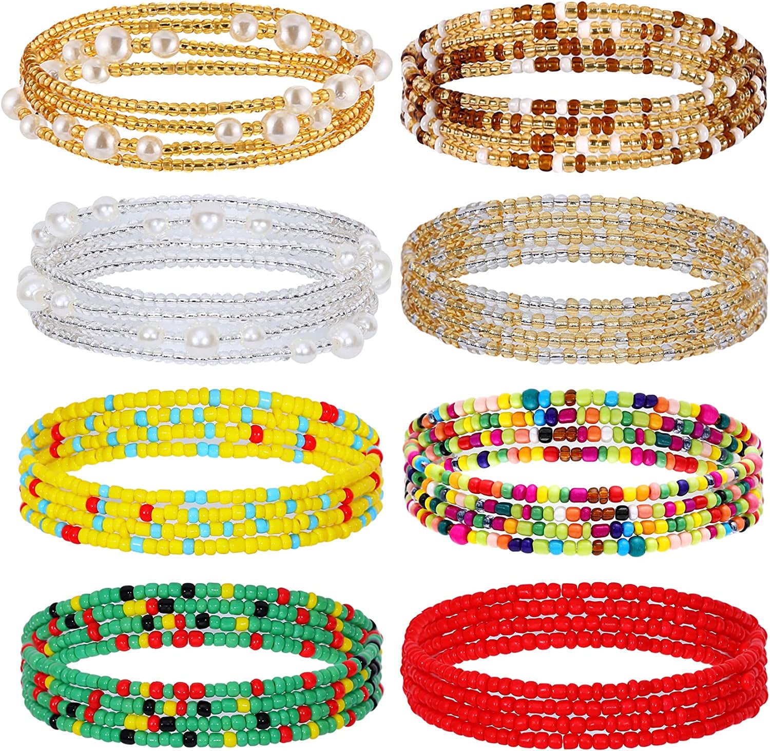 Honsny 23-50Inch Waist Beads for Women, Belly Beads Elastic Chain African Waist Beads plus Size Colorful Summer Beaded Body Chain Waist Jewelry Apparel & Accessories > Jewelry > Body Jewelry Honsny Color A 23.5 Inches
