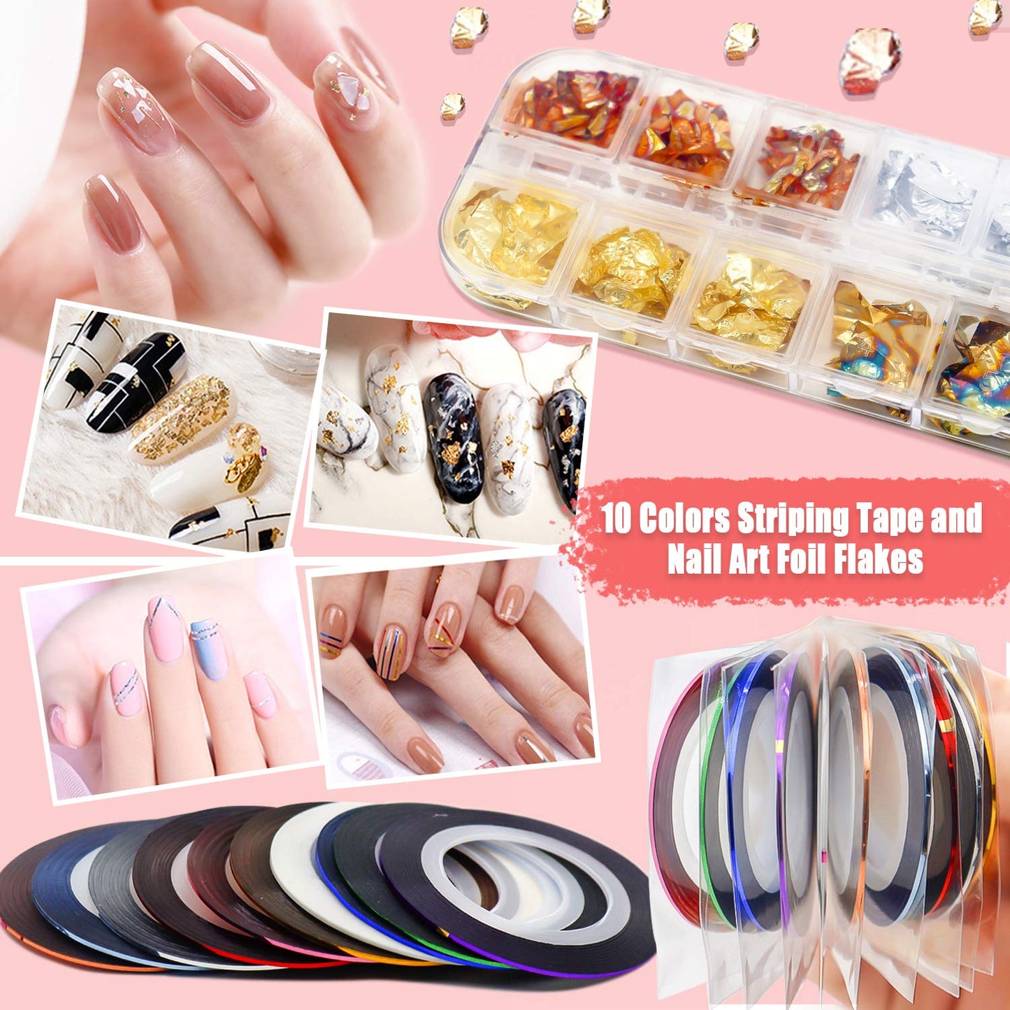 JOYJULY Nail Art Design Tools, 3D Nail Art Decorations Kit with Nail Art Brushes Dotting Tools Holographic Nail Art Stickers Nail Foil Tape Strips and Nails Art Rhinestones and Pick-Up Tweezers Health & Beauty > Personal Care > Cosmetics > Cosmetic Tools > Nail Tools JOYJULY