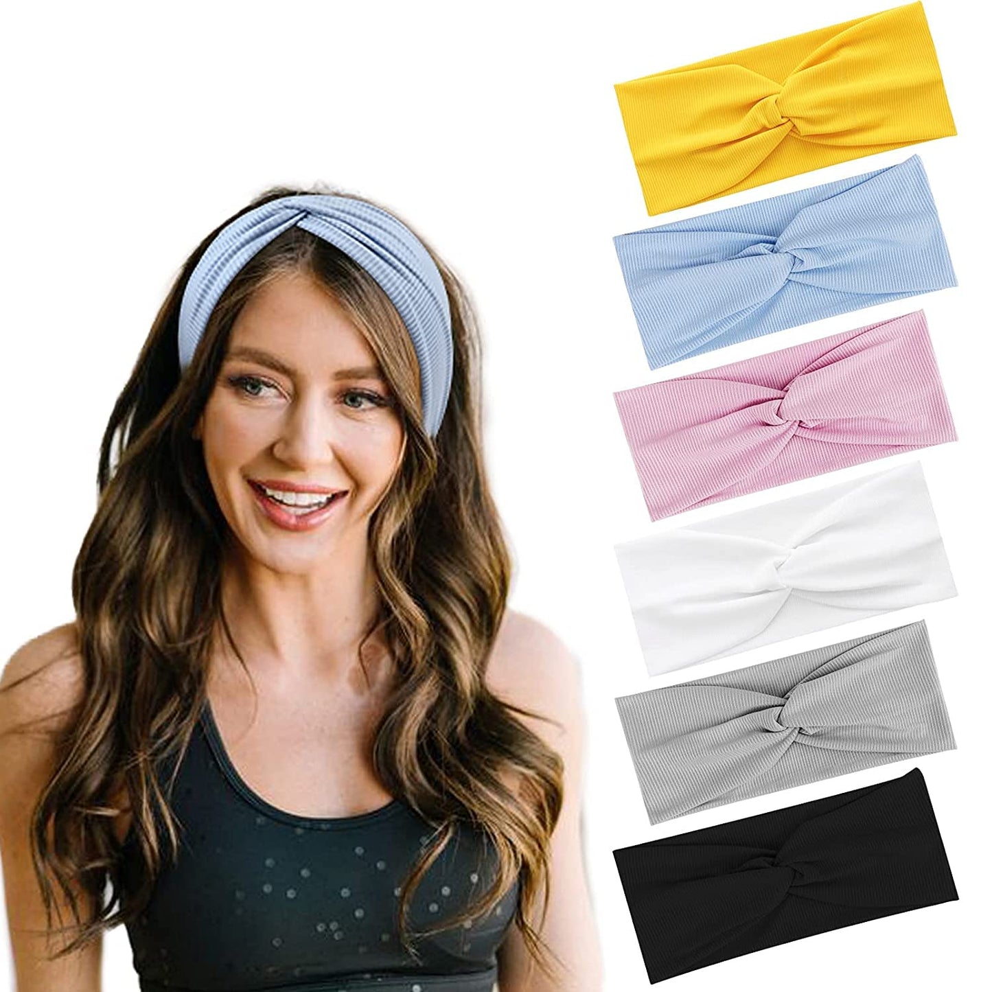 DRESHOW Twist Bow Wire Headbands Vintage Head Wrap Rabbit Ear Wired Hairbands Hair Holder Hair Accessory for Women and Girls 6 Pack Apparel & Accessories > Clothing Accessories > Bandanas & Headties DRESHOW 6 Pack Cross Ribbing B