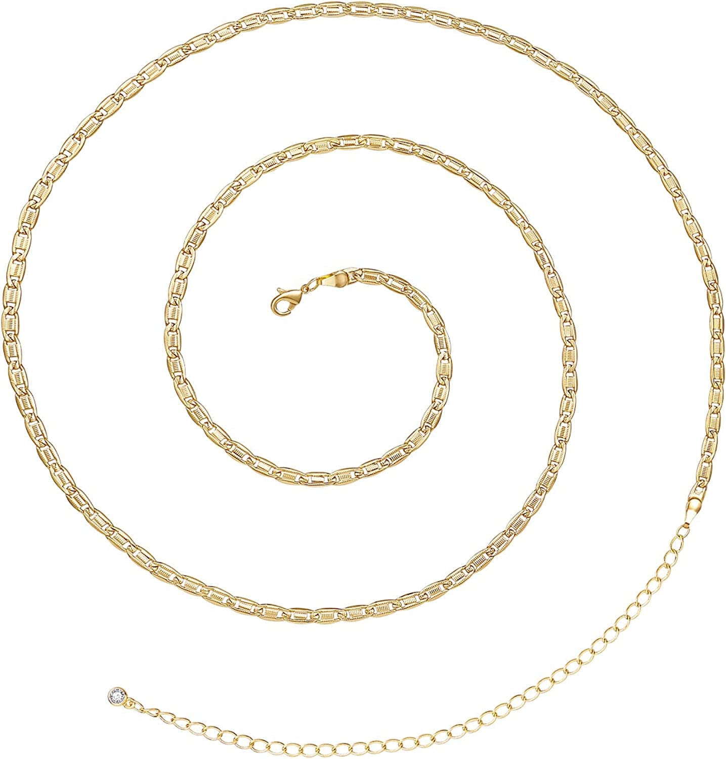 Kissyan Bikini Body Chains for Women, 14K Gold Adjustable Sexy Waist Chain Summer Beach Colorful Cuban Link Pearl Evil Eyes Belly Chain Handmade Jewelry Apparel & Accessories > Jewelry > Body Jewelry KissYan Gold-stud chain