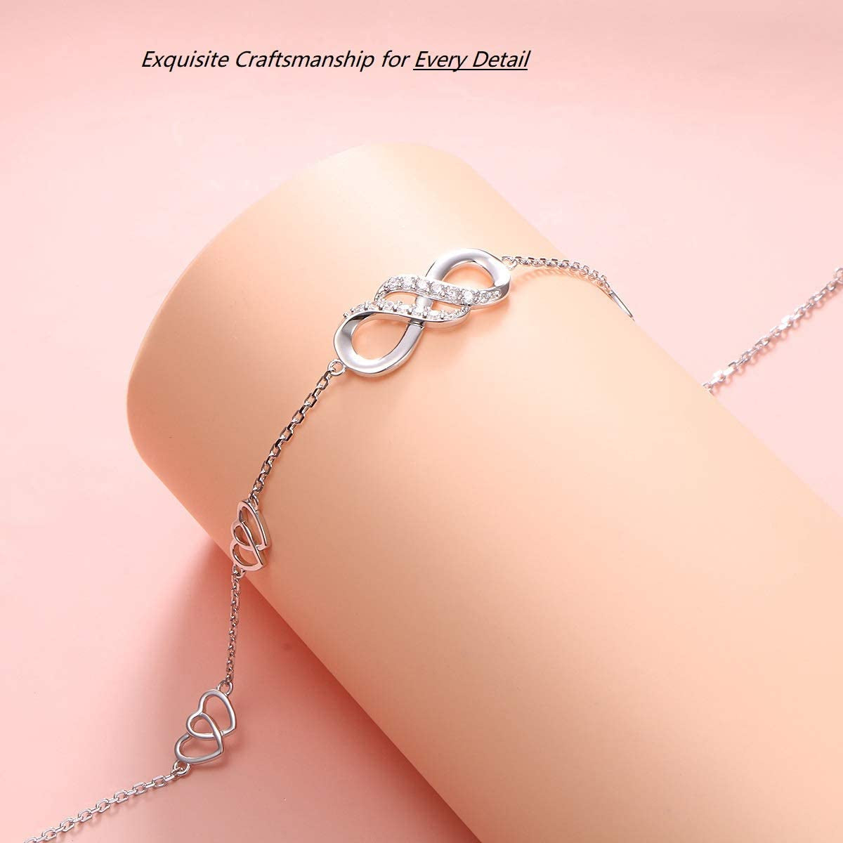 Infinity Anklet 925 Sterling Silver for Women Girls Adjustable Heart Ankle Bracelet Boho Beach Foot Chain 9+1 Inch Charm Jewelry Best Birthday Gifts Apparel & Accessories > Jewelry > Anklets FLYOW