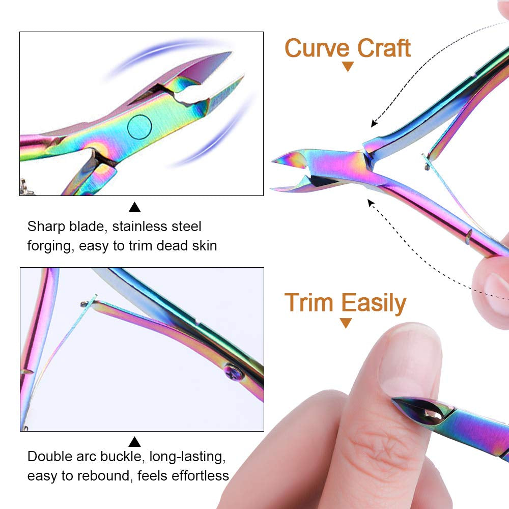 Kalolary 7Pcs Cuticle Nippers and Cutter Kit, Ingrown Toenail File, Triangle Nail Polish Remover Cuticle Pusher Trimmer Stainless Steel Manicure Tools Set for Fingernails and Toenails Health & Beauty > Personal Care > Cosmetics > Cosmetic Tools > Nail Tools Kalolary