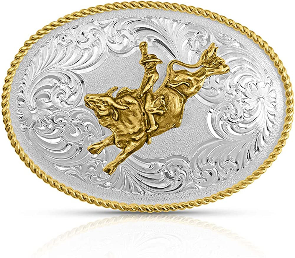 Montana Silversmiths Rope Trimmed Filigree Engraved Classic Western Buckle Apparel & Accessories > Clothing Accessories > Belt Buckles Montana Silversmiths Bull Rider Silver