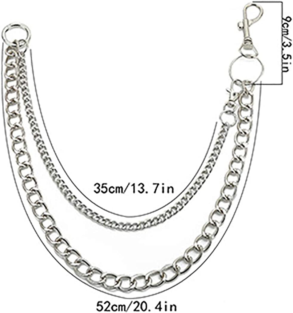 Bomine Hip Hop Pants Jean Chain Goth Punk Silver Trousers Chains Biker Heavy Thick Wallet Pocket Chains Silver Keychains Body Jewelry for Men and Women (Silver) Apparel & Accessories > Jewelry > Body Jewelry Bomine