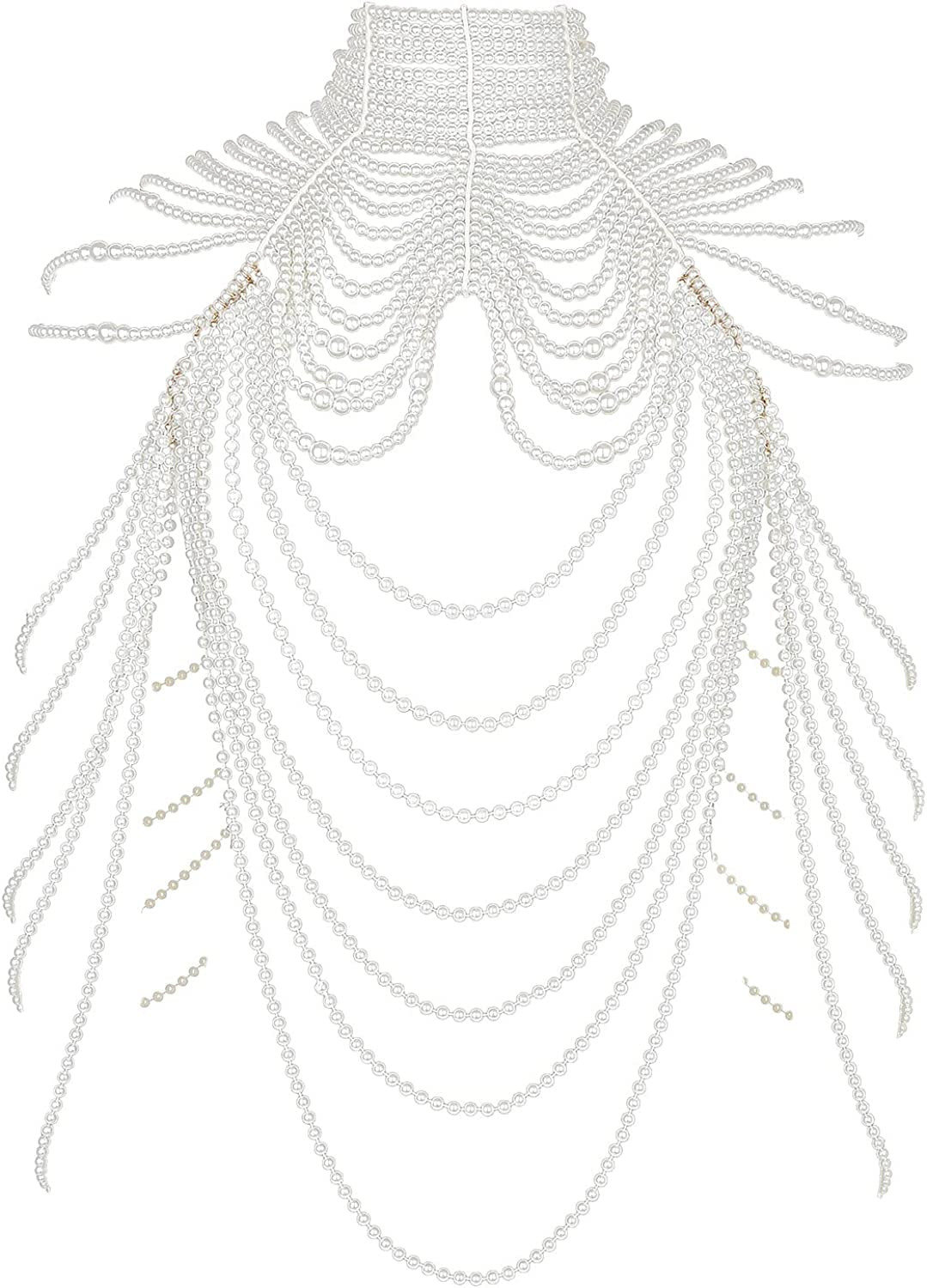 Azazccm Pearl Body Chain-Fashion Pearl Shoulder Necklace for Women,Party, Wedding, Photo Shoot, Adjustable Pearl Body Jewelry Apparel & Accessories > Jewelry > Body Jewelry Azazccm Pearls-B