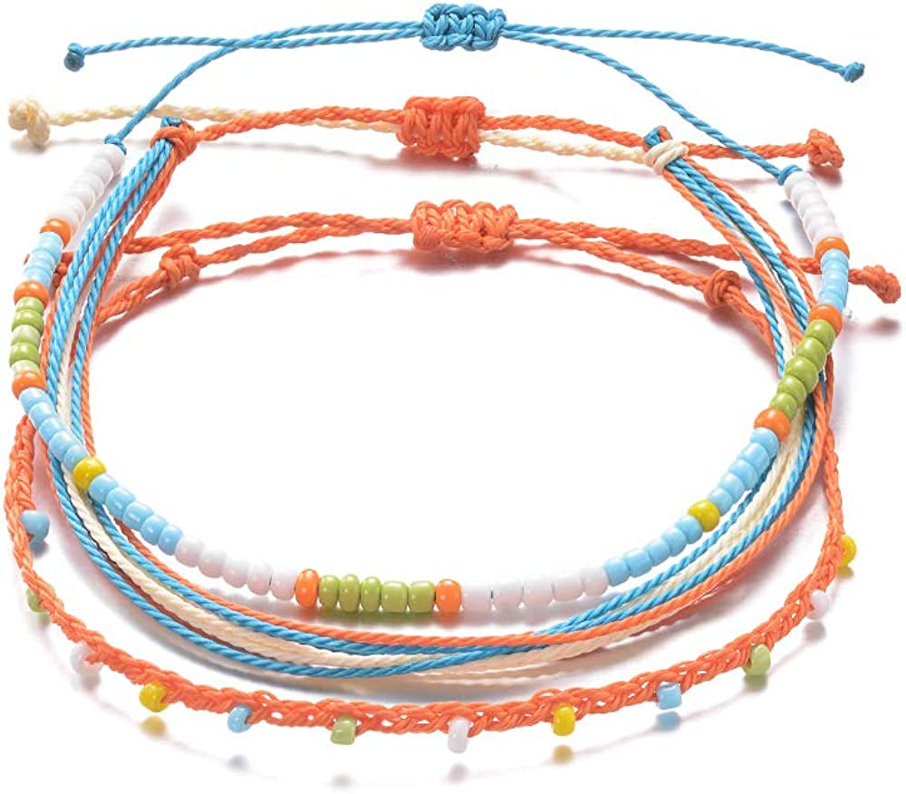 Tarsus Waterproof Adjustable Boho Ankle Bracelets Set Braided String Hawaii Anklets Jewelry Gifts for Women Teen Girls Apparel & Accessories > Jewelry > Anklets R&H Jewelry
