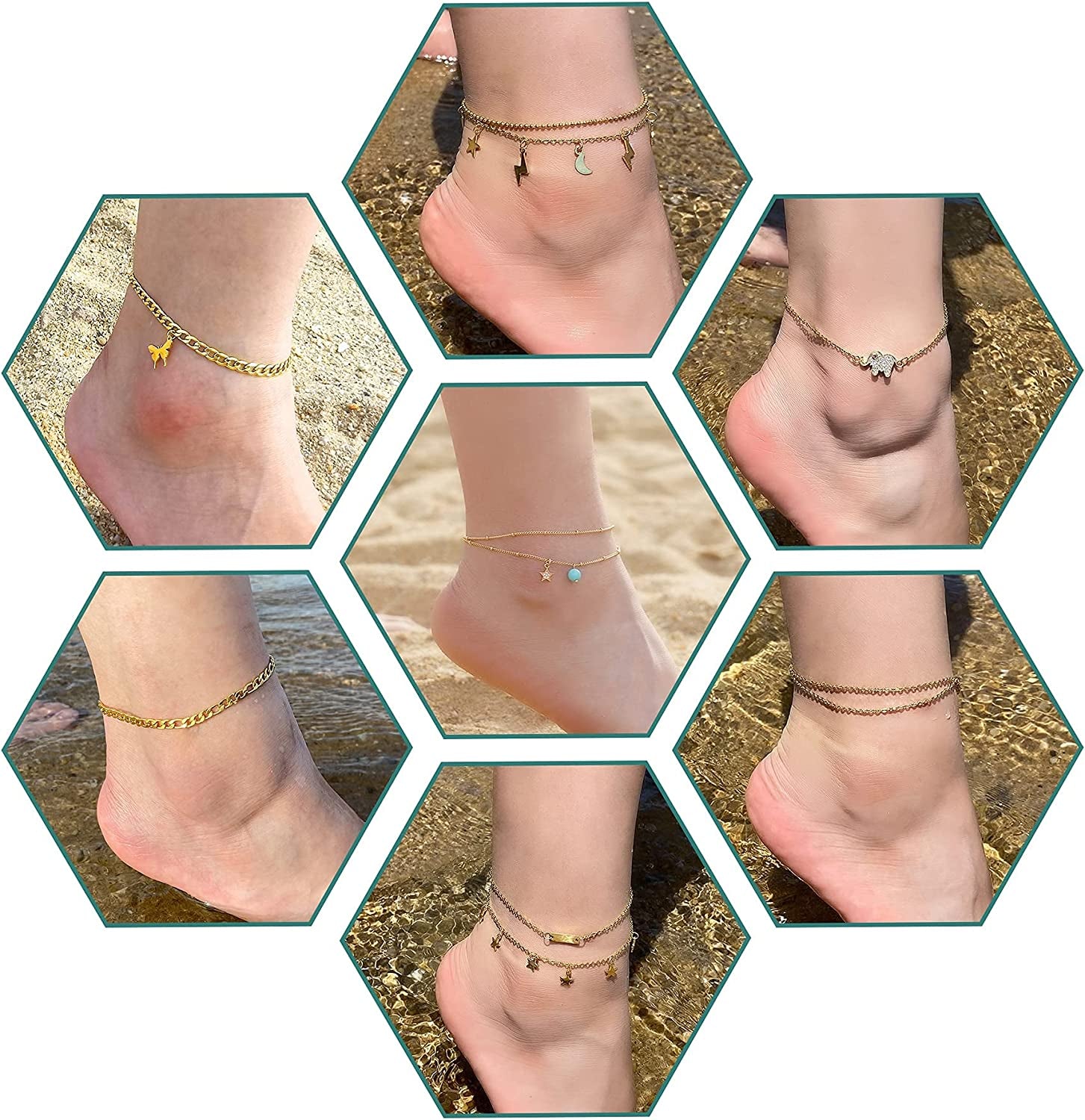 Dainty Anklet Butterfly Elephant 14K Gold Plated Foot Chain Ankle Bracelet Feet Jewelry for Women Apparel & Accessories > Jewelry > Anklets Bestelly