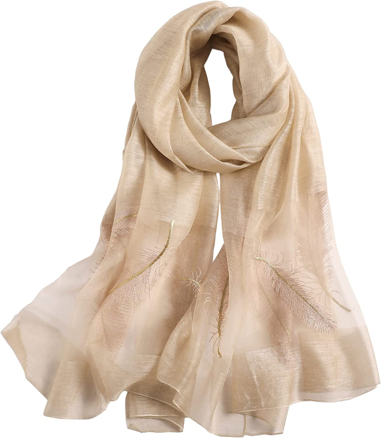 WINCESS.YU Silk Scarf for Women Lightweight Shawls and Wraps for Weddings Fashion Pashmina Shawl Embroidered Scarves Apparel & Accessories > Clothing Accessories > Scarves & Shawls WINCESS.YU White-widen