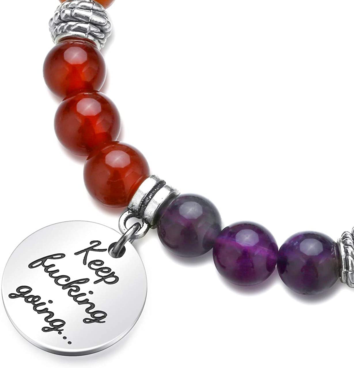 Top Plaza 7 Chakra Stone Bead Bracelets Yoga Reiki Healing Crystals Gemstone Beaded Bracelet Friendship Inspirational Message Charm Bracelet for Women Men Apparel & Accessories > Jewelry > Bracelets Top Plaza