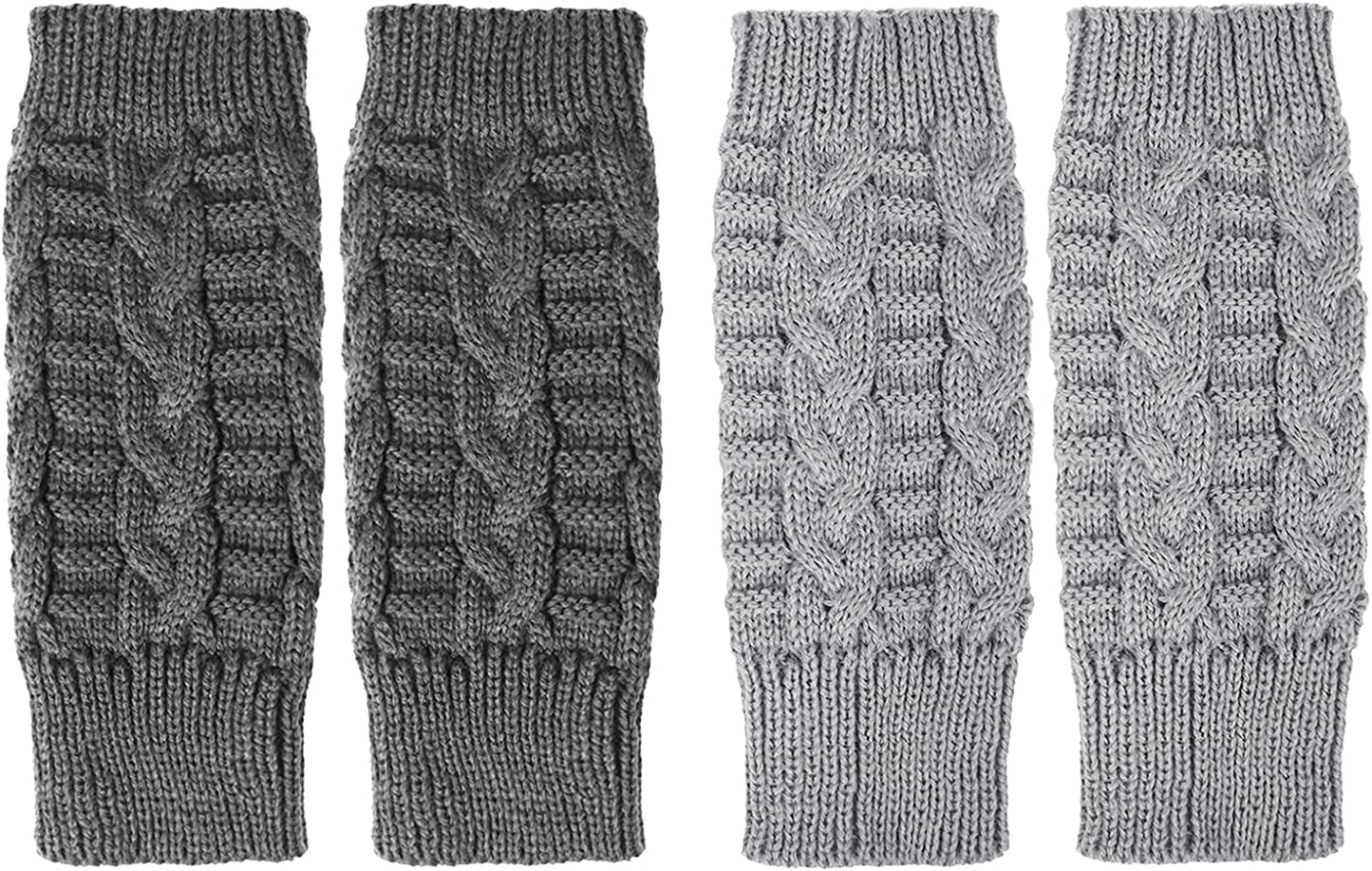 Loritta 2 Pairs Womens Fingerless Gloves Winter Warm Knit Crochet Thumbhole Arm Warmers Apparel & Accessories > Clothing Accessories > Gloves & Mittens Loritta