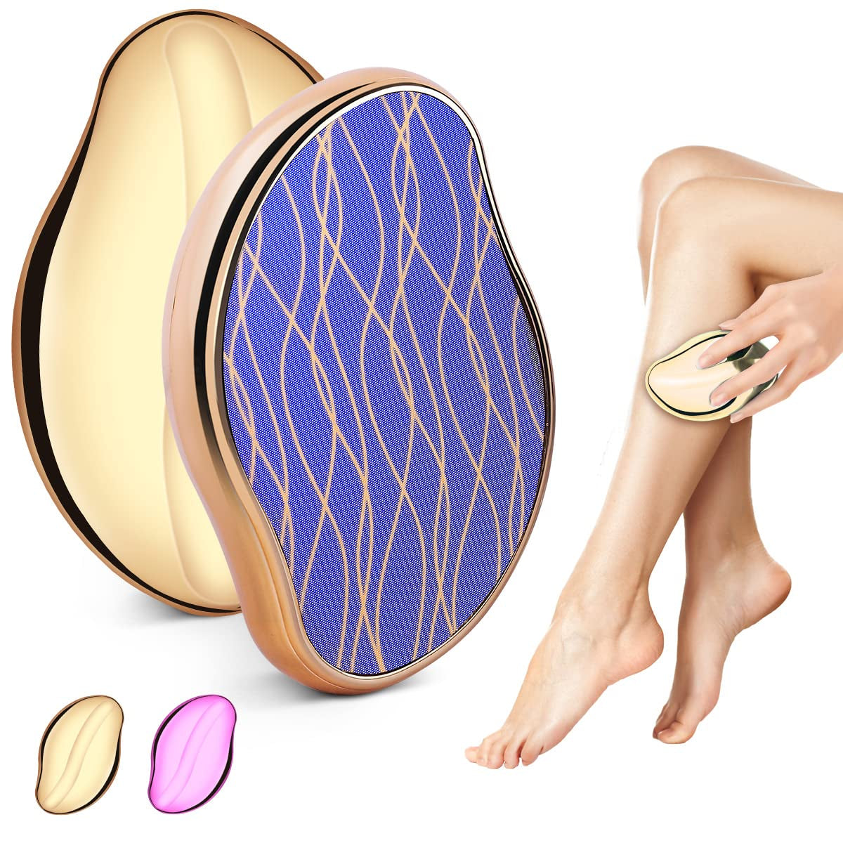 Muisci Crystal Hair Eraser Nano Crystal Painless Hair Removal Tool for Men and Women Reusable Magic Crystal Hair Remover Stone for Body Legs Arms Back Exfoliate Health & Beauty > Personal Care > Foot Care MuiSci Golden