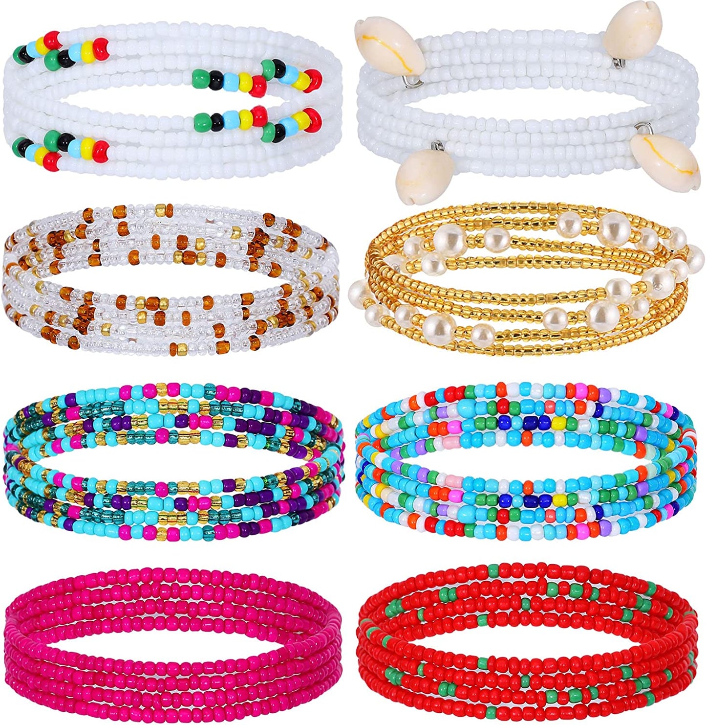 Honsny 23-50Inch Waist Beads for Women, Belly Beads Elastic Chain African Waist Beads plus Size Colorful Summer Beaded Body Chain Waist Jewelry Apparel & Accessories > Jewelry > Body Jewelry Honsny Color C 23.5 Inches