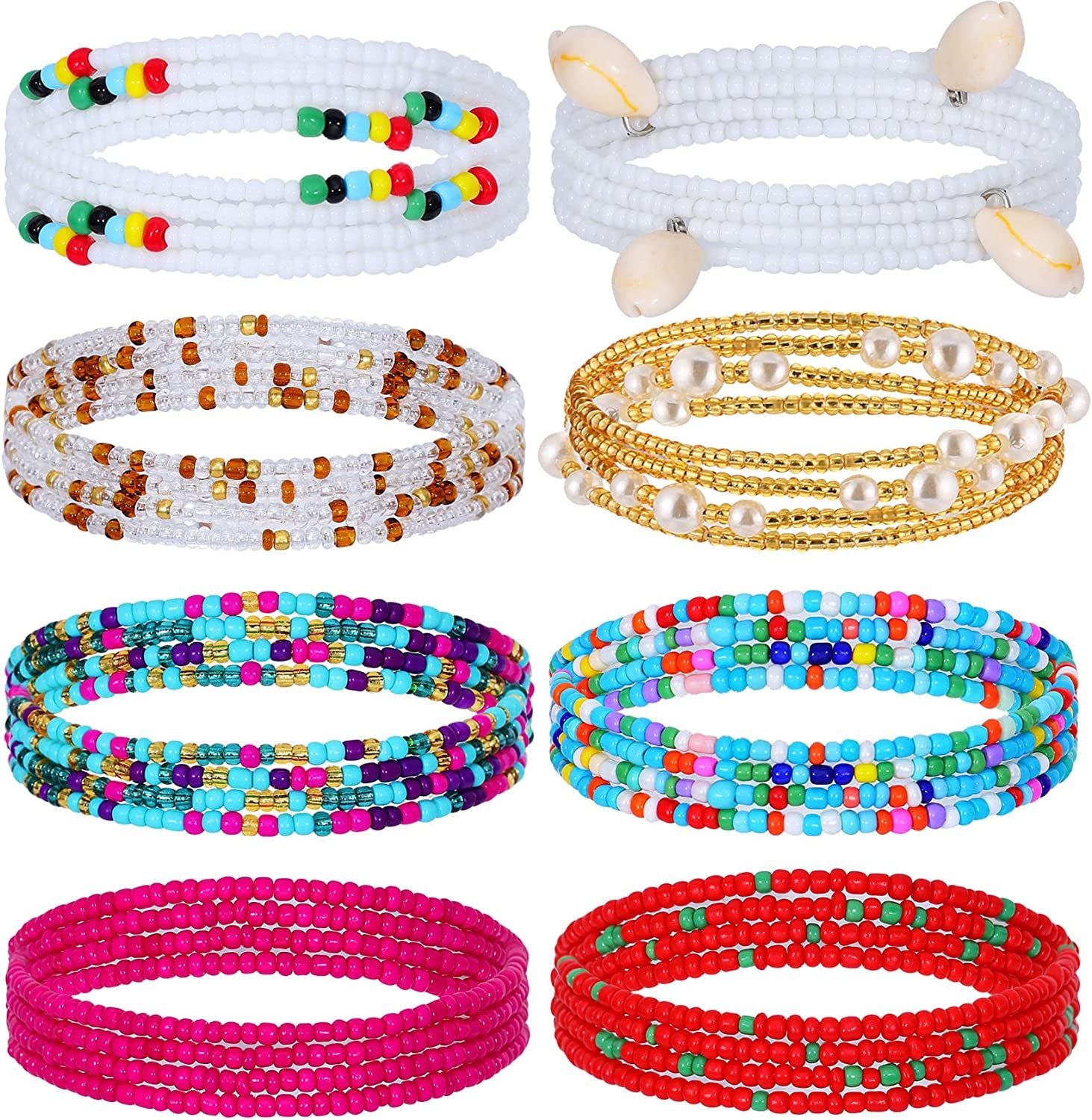 Honsny 23-50Inch Waist Beads for Women, Belly Beads Elastic Chain African Waist Beads plus Size Colorful Summer Beaded Body Chain Waist Jewelry Apparel & Accessories > Jewelry > Body Jewelry Honsny Color C 23.5 Inches