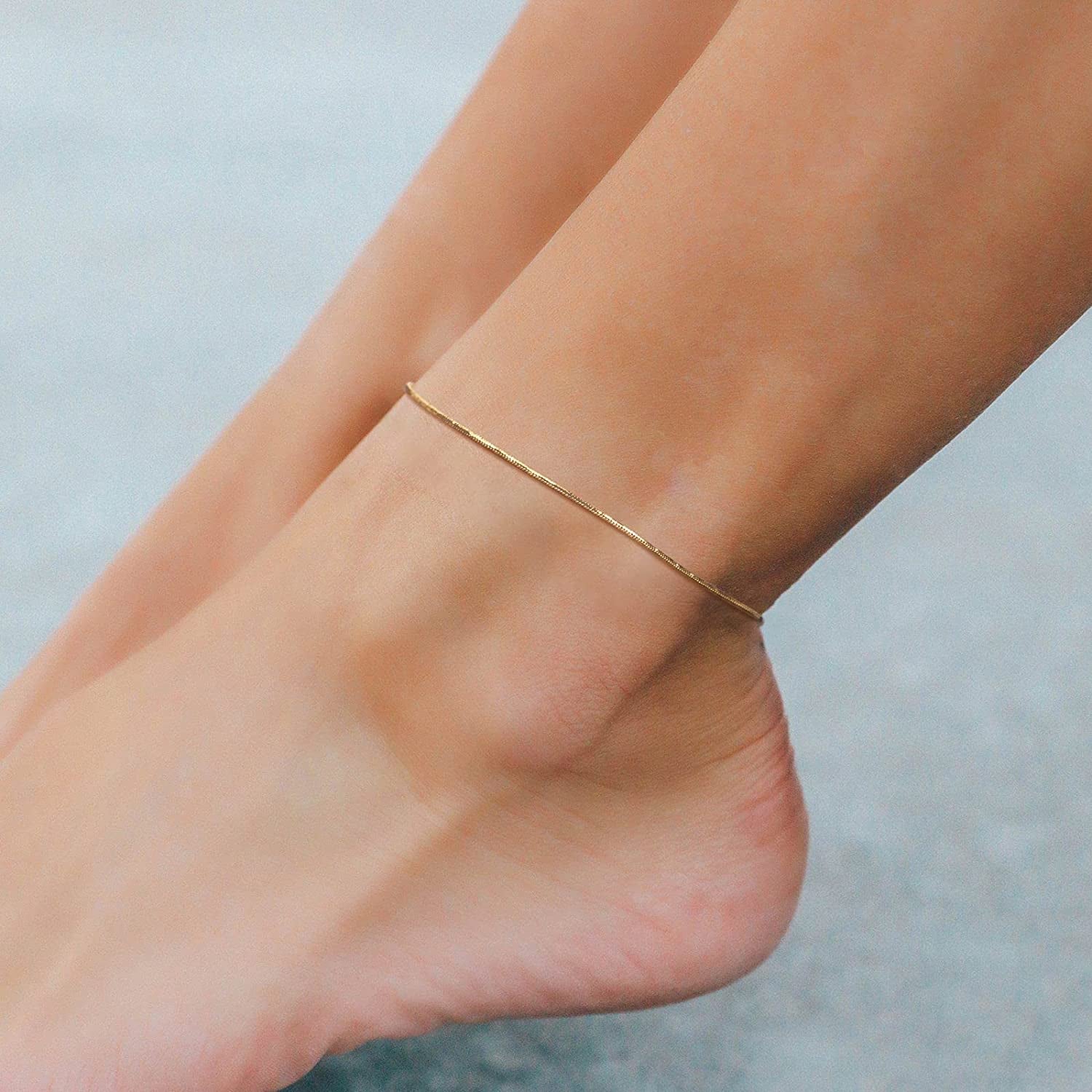 OSIANA 18K Gold Snake Chain Anklet – 1.3Mm Thin, Dainty, Gold Plated Copper Jewelry for Women & Men with Lobster Clasp Apparel & Accessories > Jewelry > Anklets OSIANA