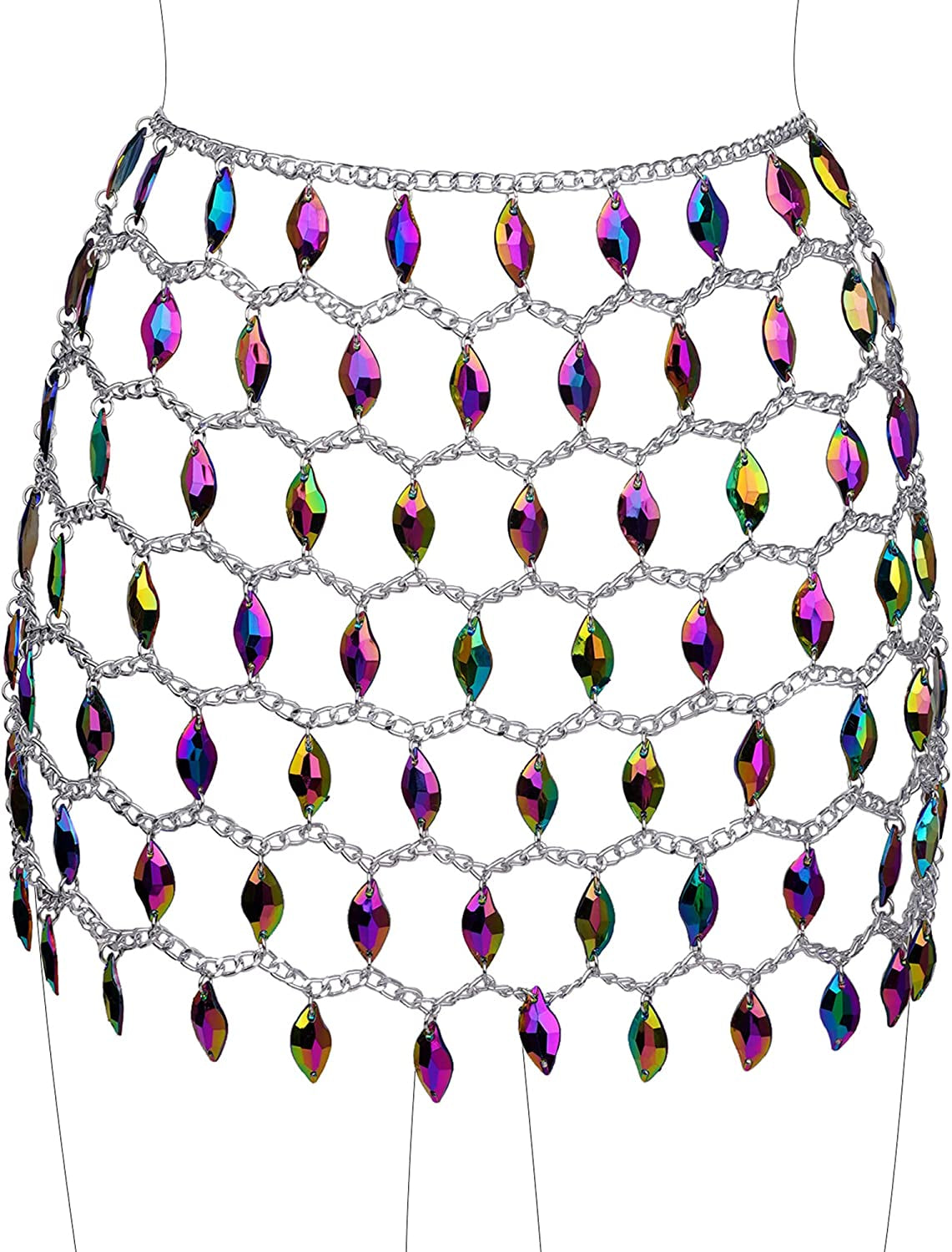 Ccbodily Crystal Body Chain Dress - Boho Layered Body Waist Belly Chain Skirt Festival Jewelry for Women Apparel & Accessories > Jewelry > Body Jewelry CCbodily BDG0090