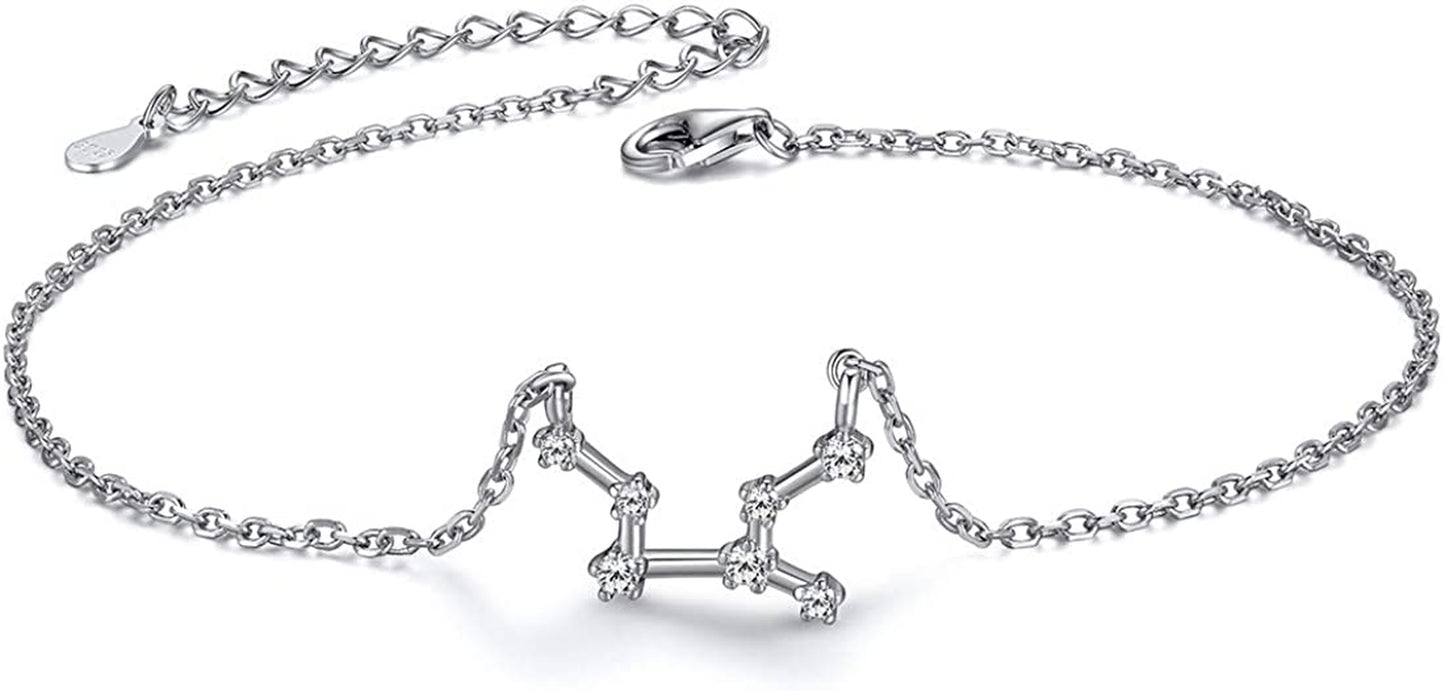 Chicsilver 12 Constellation Zodiac Anklet for Women Girls Sterling Silver Cubic Zirconia Horoscope Ankle Bracelets, 8"-10" Adjustable(With Gift Box) Apparel & Accessories > Jewelry > Anklets ChicSilver Jewelry Virgo (Aug 23 - Sep 22)