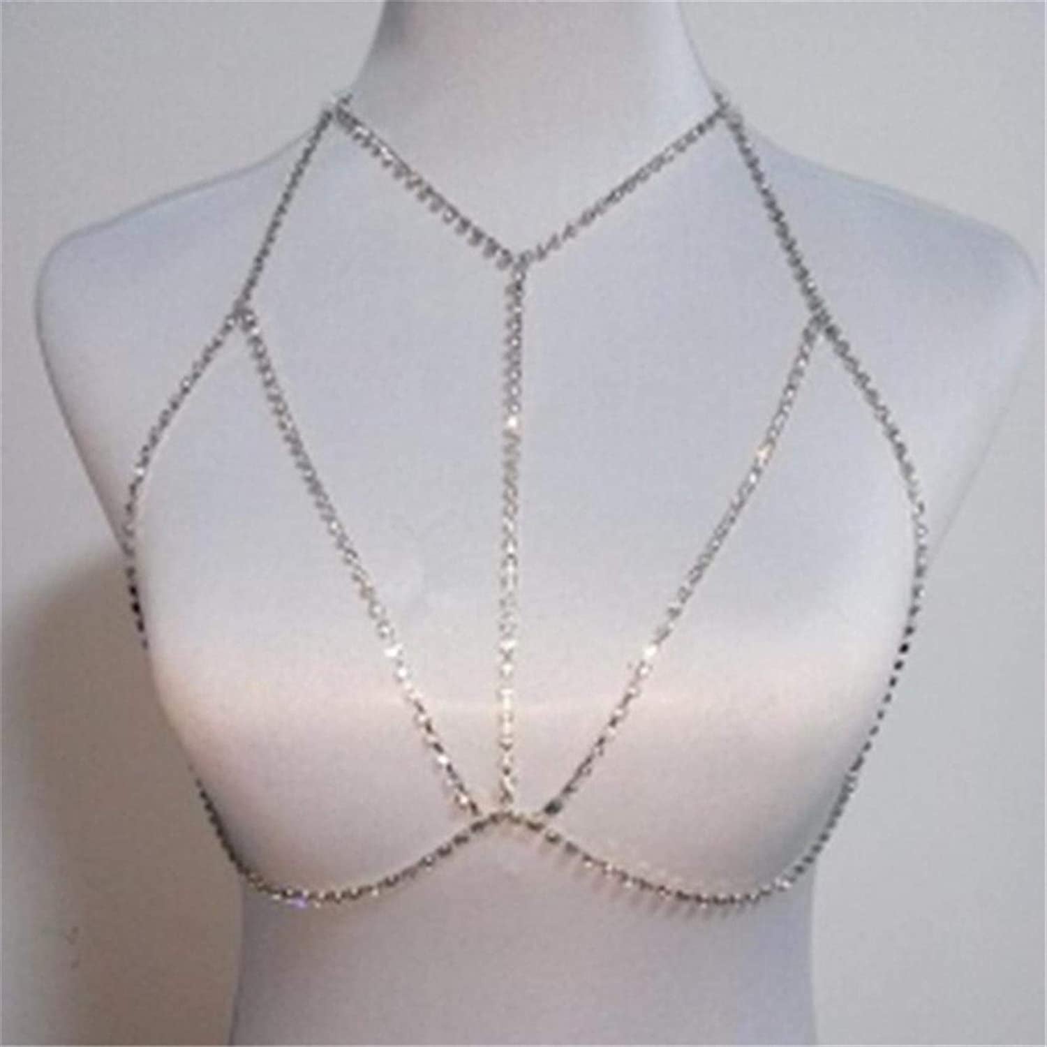 Atmneris Body Chain Sexy Crystal Bra Chest Chains Harness Chain Summer Bikini Body Jewelry Jewelry for Women,Silver Apparel & Accessories > Jewelry > Body Jewelry Generic Silver