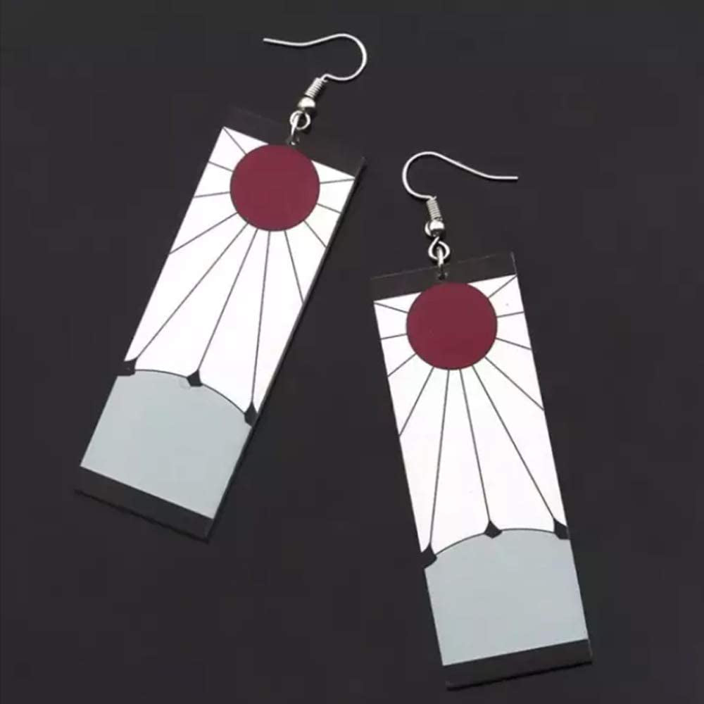 Demon Slayer Tanjiro &Hanafuda Earrings, Acrylic Earrings, Kimetsu No Yaiba Cosplay Anime Earrings Apparel & Accessories > Jewelry > Earrings FunMular
