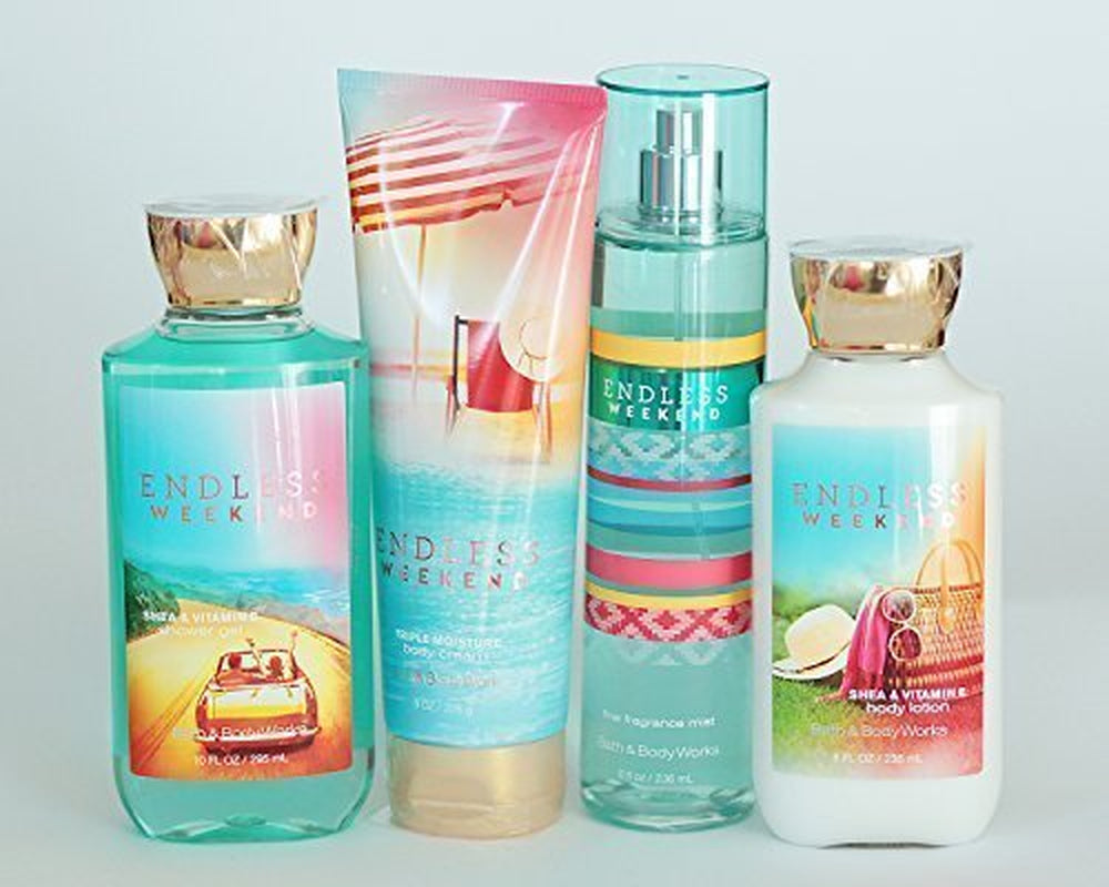 Bath and Body Works Endless Weekend Gift Set of Shower Gel, Body Cream, Body Lotion and Mist Health & Beauty > Personal Care > Cosmetics > Bath & Body Bath and Body Works