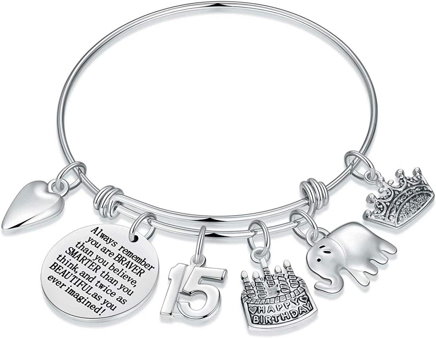 Birthday Gifts for Women Girls Bracelet, Expandable Charm Bracelets 5Th 6Th 7Th 8Th 9Th 10Th 20Th 30Th 40Th 50Th 60Th 70Th 80Th 90Th Birthday Gift for Friend, Mom, Daughter, Niece, Sister, Grandma Apparel & Accessories > Jewelry > Bracelets M MOOHAM 15th
