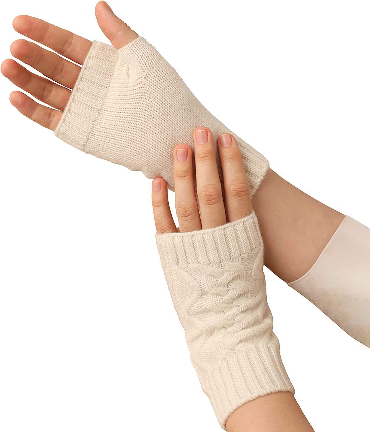 Pure Cashmere Mitten Gloves for Women in a Gift Box Apparel & Accessories > Clothing Accessories > Gloves & Mittens NUOHEMULE White