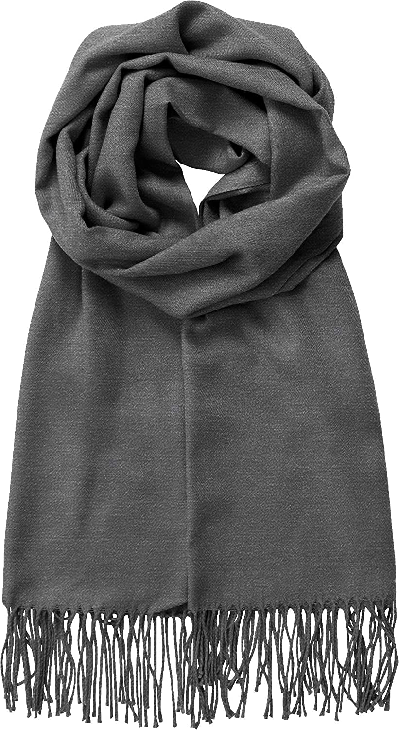 Made by Johnny Unisex Large Lightweight Soft Silky Real Cashmere Shawl Wrap Scarf Apparel & Accessories > Clothing Accessories > Scarves & Shawls Made By Johnny Wsk2091_heather_charcoal One_Size