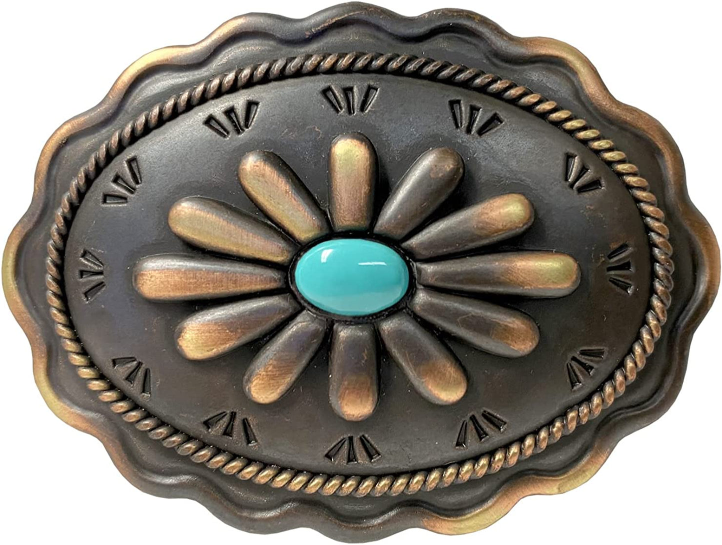 Western Antique Marijuana Hemp Leaf Turquoise Bead Turquoise Peace Sign Skulls Design Belt Buckle, Multi-Style Options Apparel & Accessories > Clothing Accessories > Belt Buckles Belts.com Type Buckle G65 - H8389-38mm Copper One Size