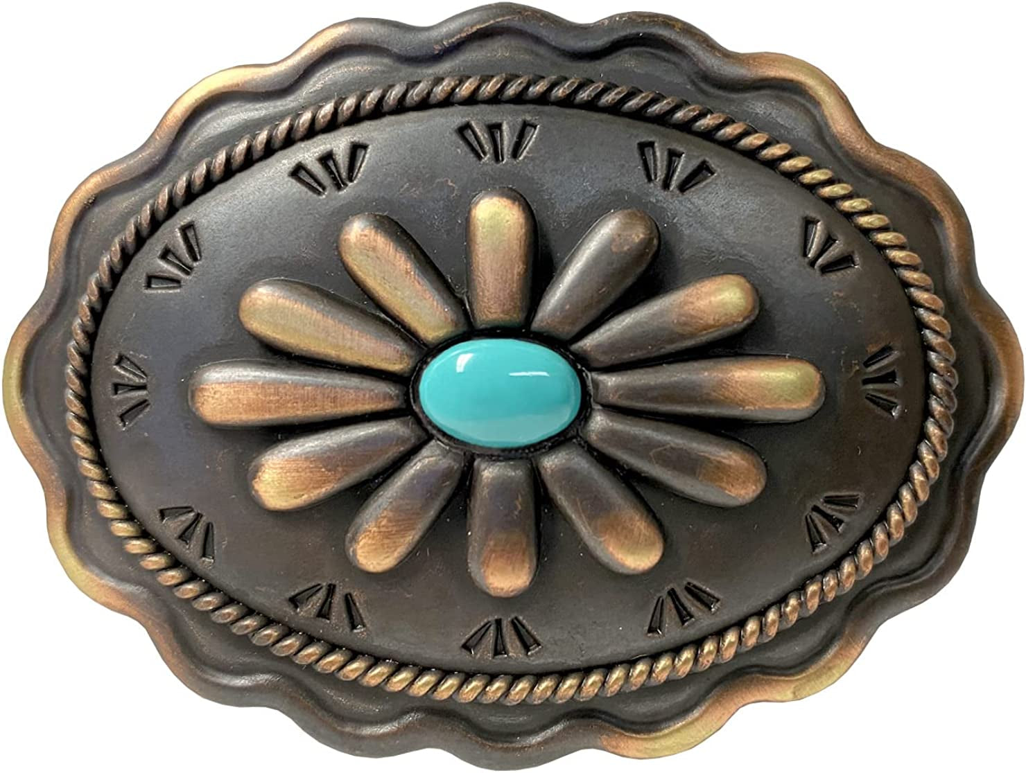 Western Antique Marijuana Hemp Leaf Turquoise Bead Turquoise Peace Sign Skulls Design Belt Buckle, Multi-Style Options Apparel & Accessories > Clothing Accessories > Belt Buckles Belts.com Type Buckle G65 - H8389-38mm Copper One Size