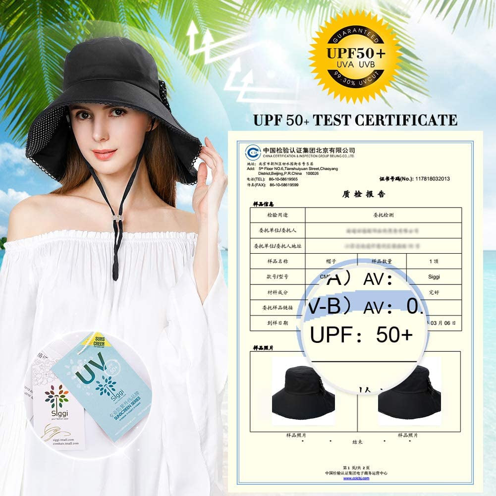 Siggi Summer Pony Tail Flap Cap UPF 50+ Cotton Sun Hat with Ponytail Hole Neck Cover Cord for Women 55-61Cm Apparel & Accessories > Clothing Accessories > Hats Comhats