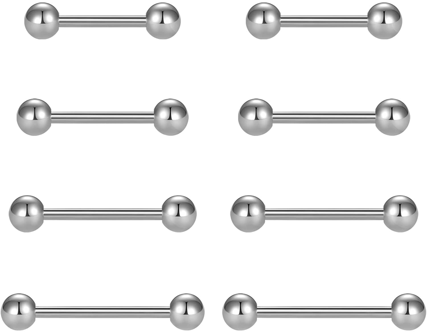 Vcmart Nipple Rings Tongue Rings Stainless Steel 14G Straight Barbells Piercing Jewelry 12Mm,14Mm,16Mm,18Mm Apparel & Accessories > Jewelry > Body Jewelry vcmart 1 -silver