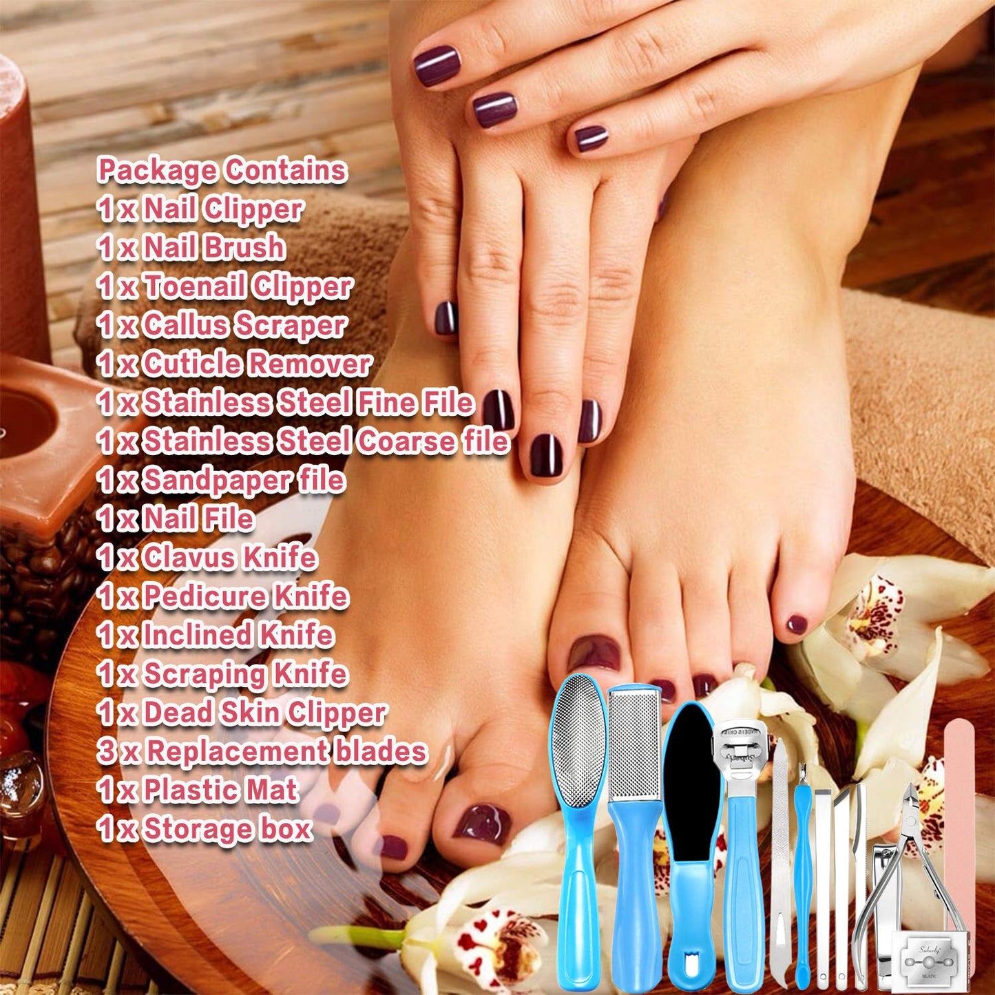 Pedicure Kit Professional Manicure and Pedicure Tools Supplies Set 16 Pieces Foot Care Kit Feet Set for Women Men Health & Beauty > Personal Care > Foot Care N&A