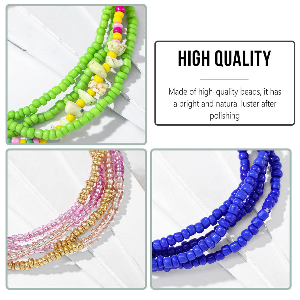 Werhonton African Waist Beaded Colourful Layered Body Chain Beach Belly Jewelry for Women and Girls Apparel & Accessories > Jewelry > Body Jewelry Werhonton