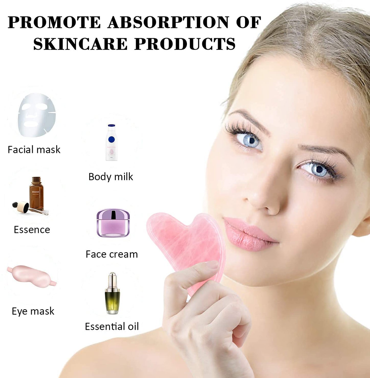 Gua Sha Massage Tool, Natural Rose Quartz Gua Sha Scraping Massage Tool, Facial Massage Tool for SPA Acupuncture Therapy Treatment on Face Back, Arms, Neck, Shoulder Health & Beauty > Personal Care > Cosmetics > Cosmetic Tools > Skin Care Tools Remocc