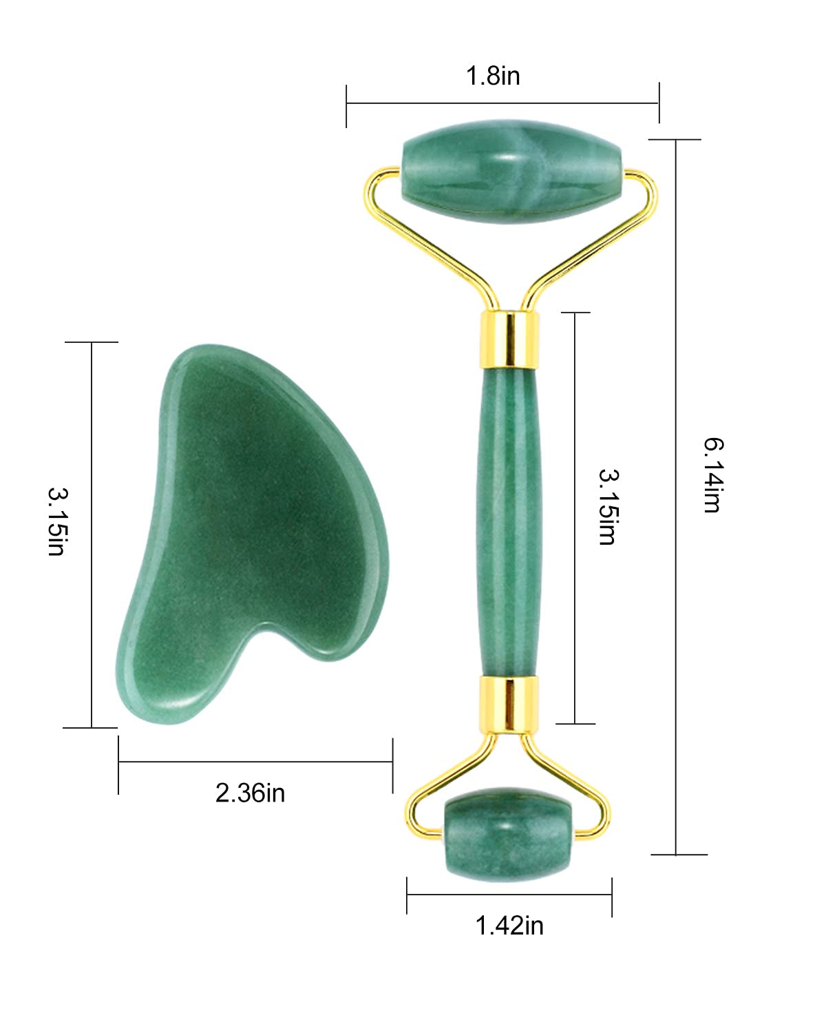 Guasha Tool for Face, Jade Roller Gua Sha Massage Tool Set, Beauty Facial Skin Care Massager for Muscle Relaxing and Wrinkles Relieve - Green Natural Jade Stone Health & Beauty > Personal Care > Cosmetics > Cosmetic Tools > Skin Care Tools KNQZE