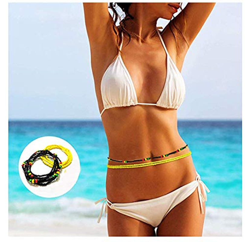 Tuoshei 12 Pieces Summer Jewelry Waist Bead Set Colorful Waist Bead Belly Bead African Waist Bead Body Chain Beaded Belly Chain Bikini Jewelry for Woman Girl (12PCS Style7) (Style 1) Apparel & Accessories > Jewelry > Body Jewelry Tuoshei